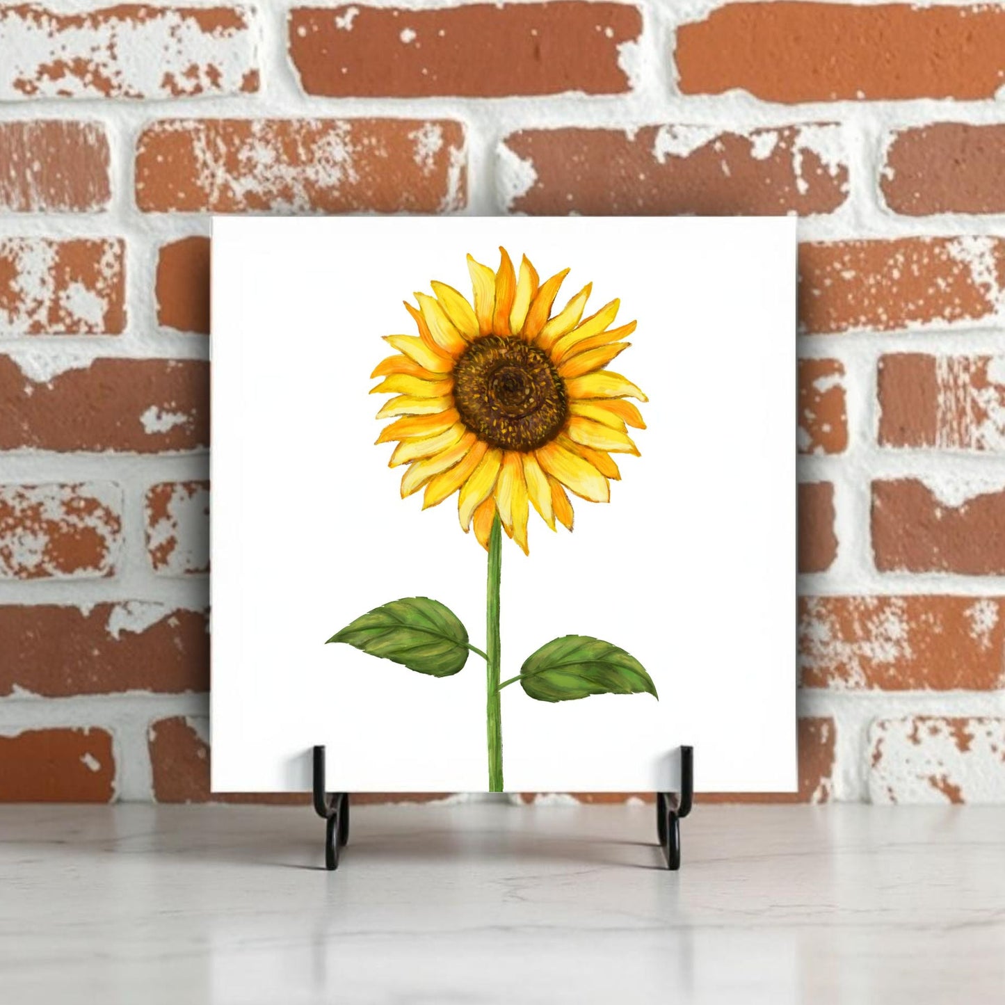 Classic Sunflower Ceramic Tile - MerikaArt