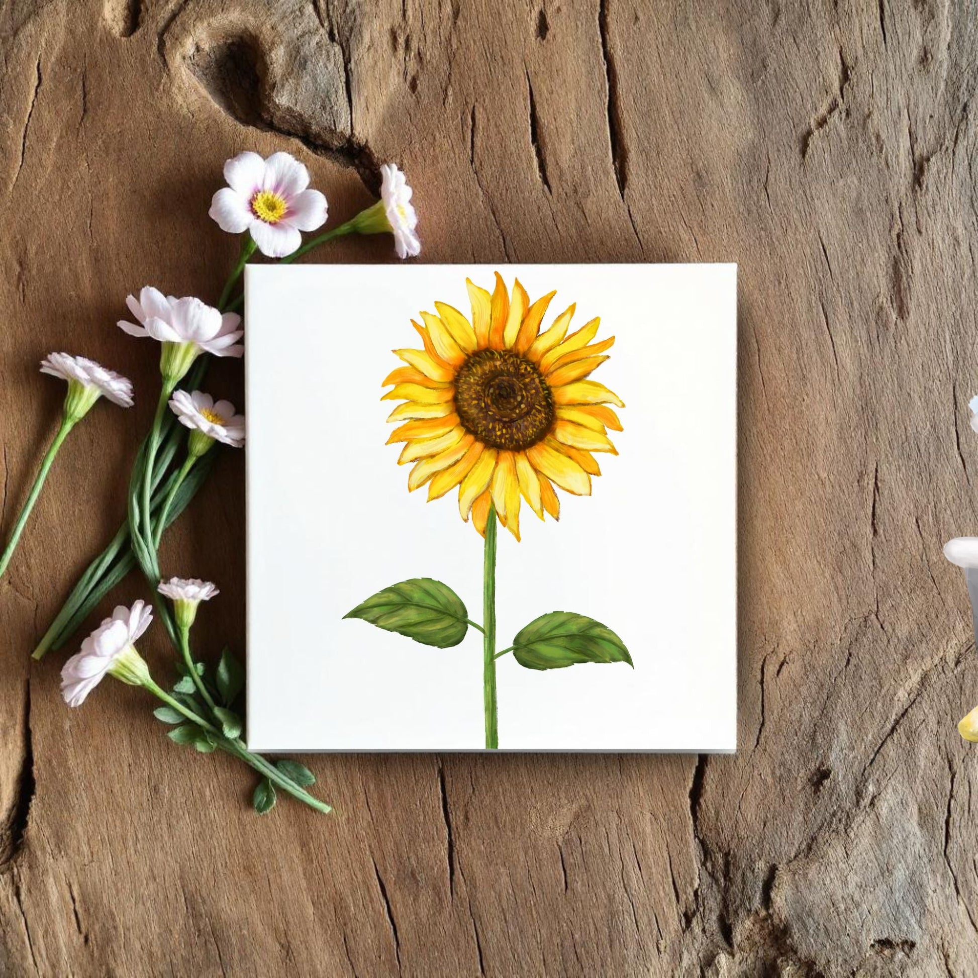 Classic Sunflower Ceramic Tile - MerikaArt