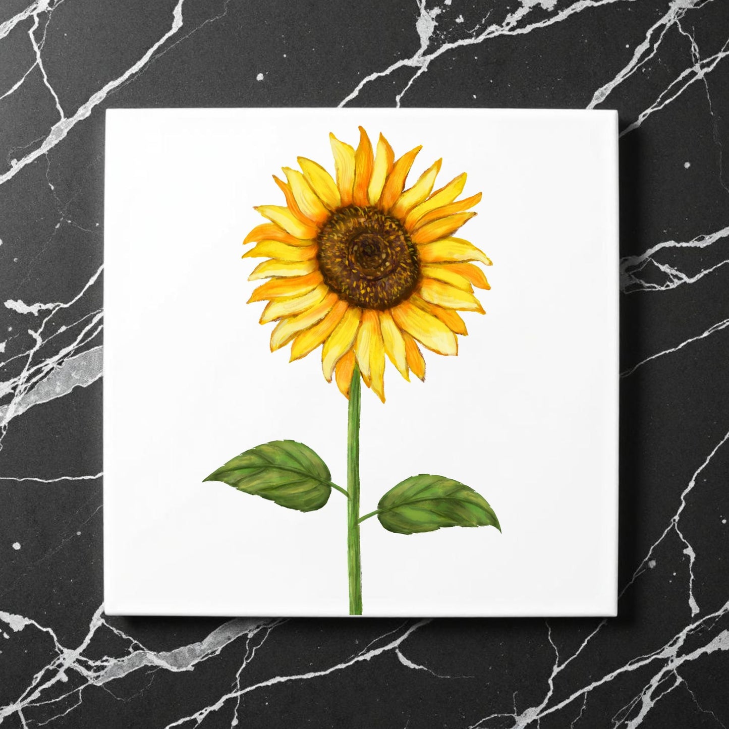 Classic Sunflower Ceramic Tile - MerikaArt