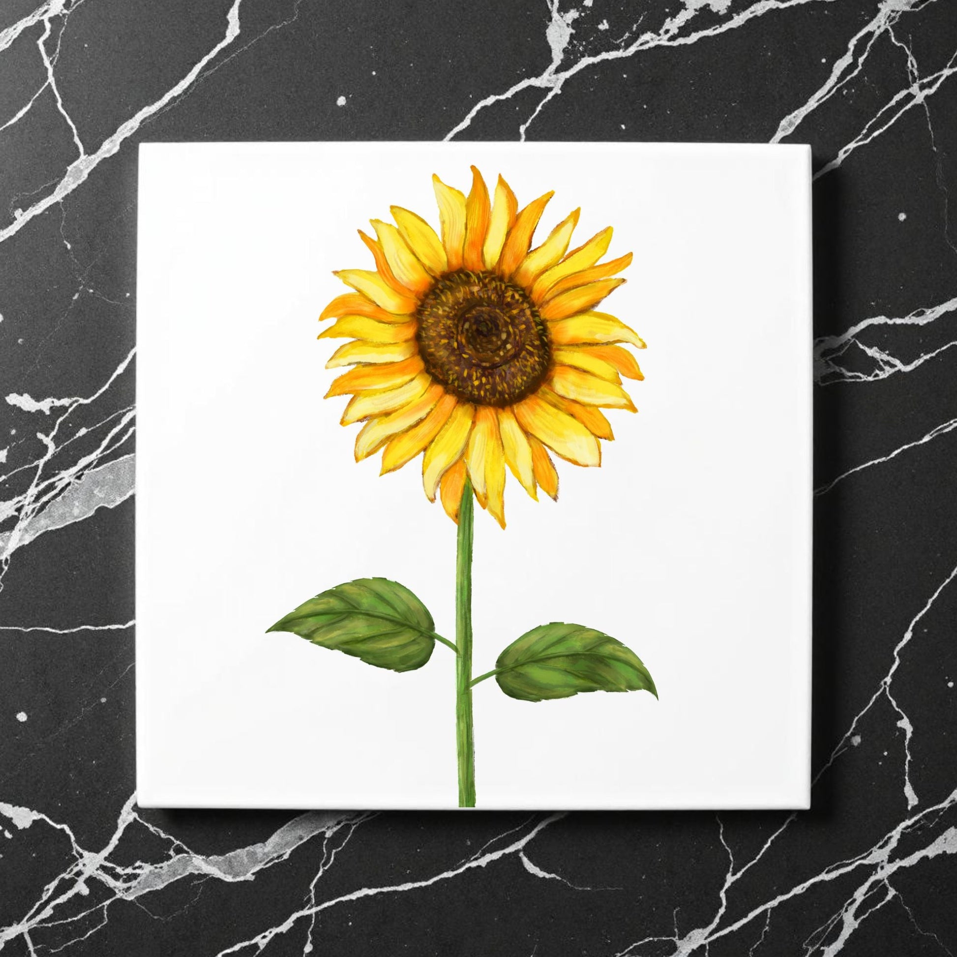 Classic Sunflower Ceramic Tile - MerikaArt