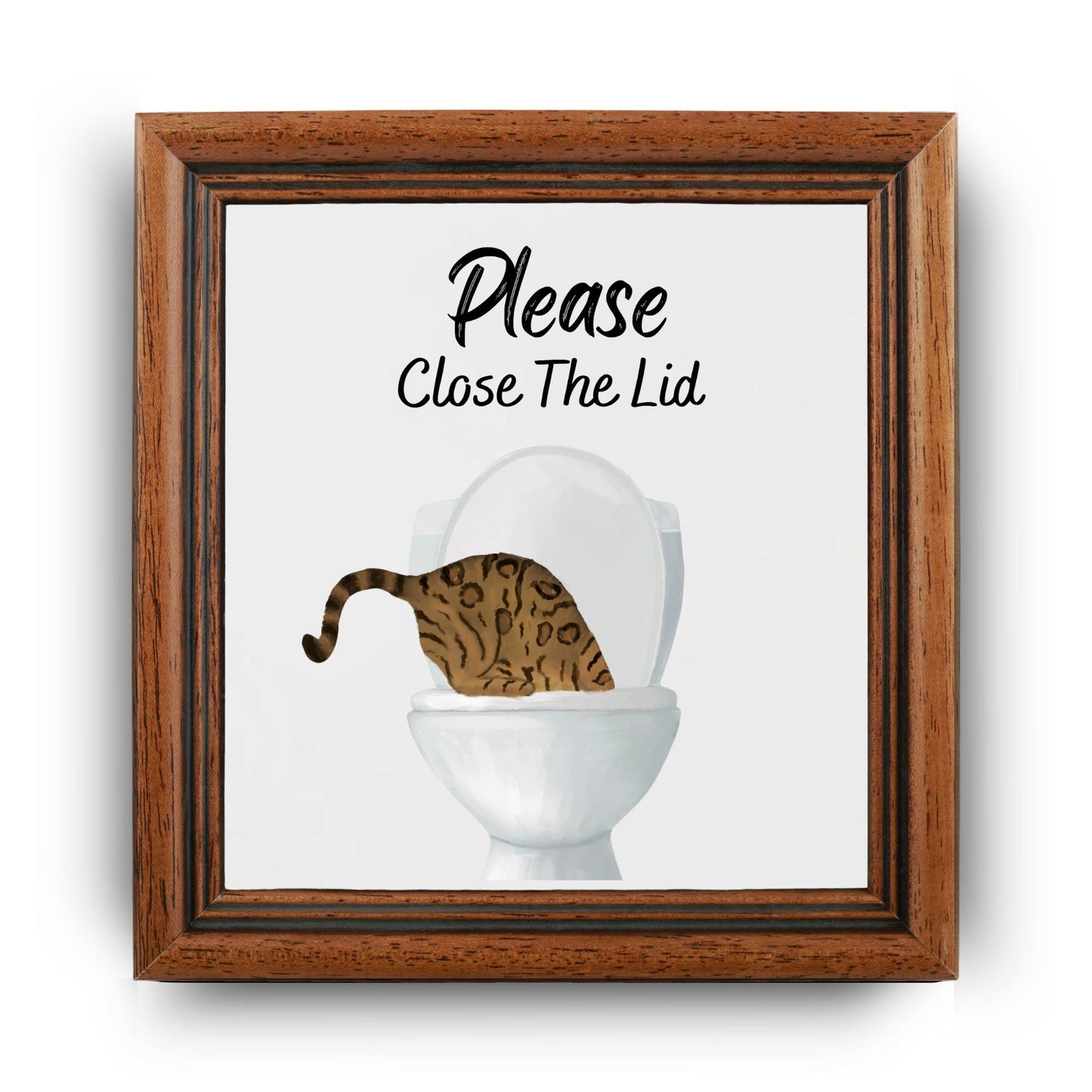 Close The Lid Leopard Cat Ceramic Tile - MerikaArt