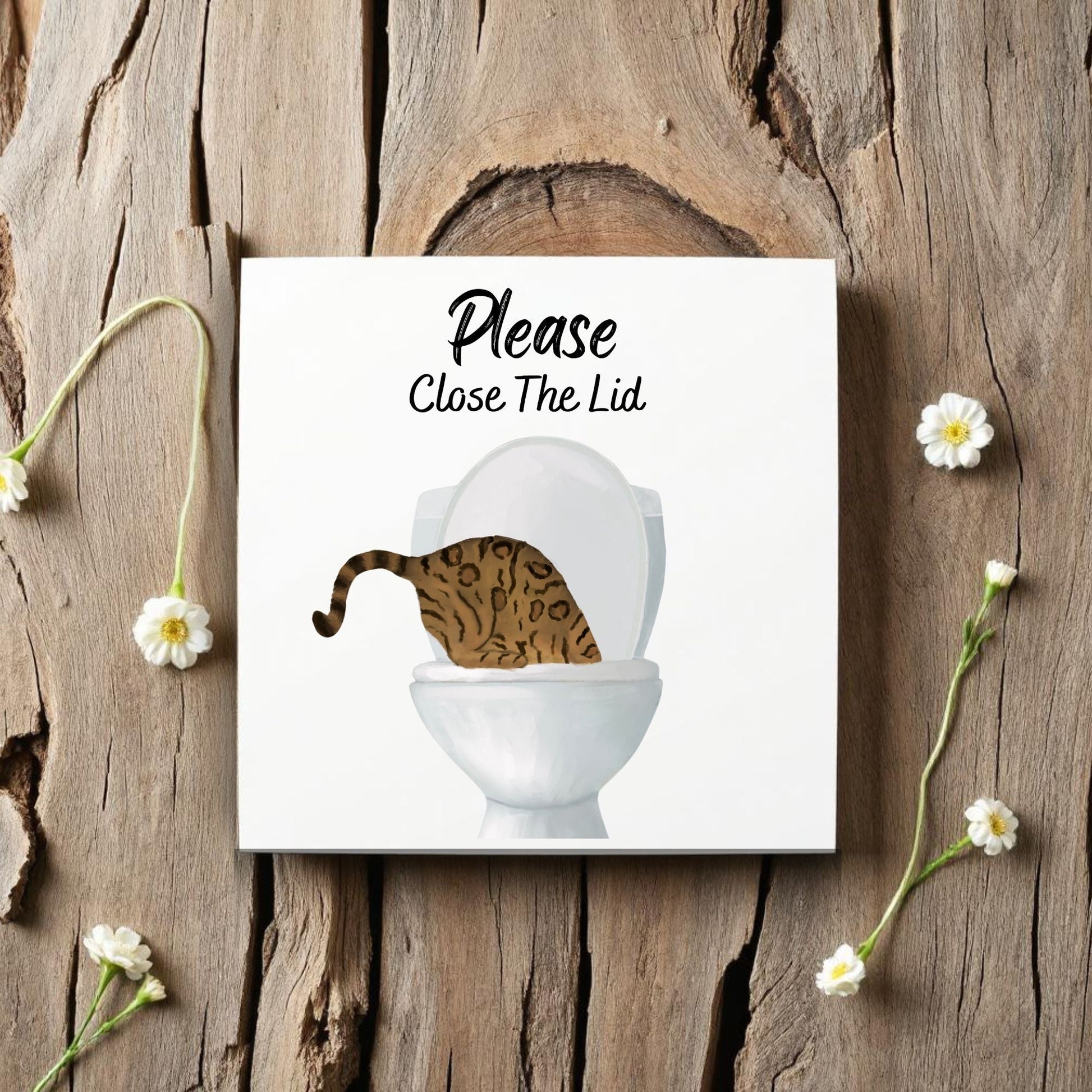 Close The Lid Leopard Cat Ceramic Tile - MerikaArt