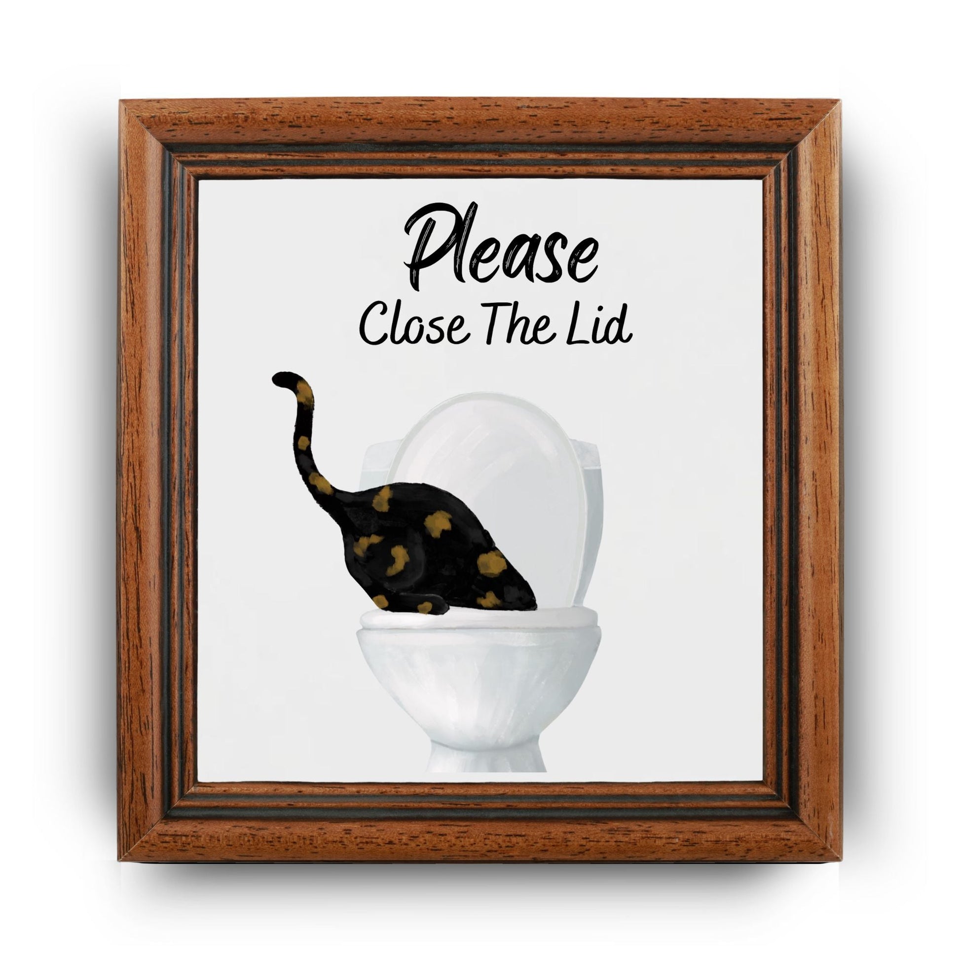 Close The Lid Spotted Cat Ceramic Tile - MerikaArt