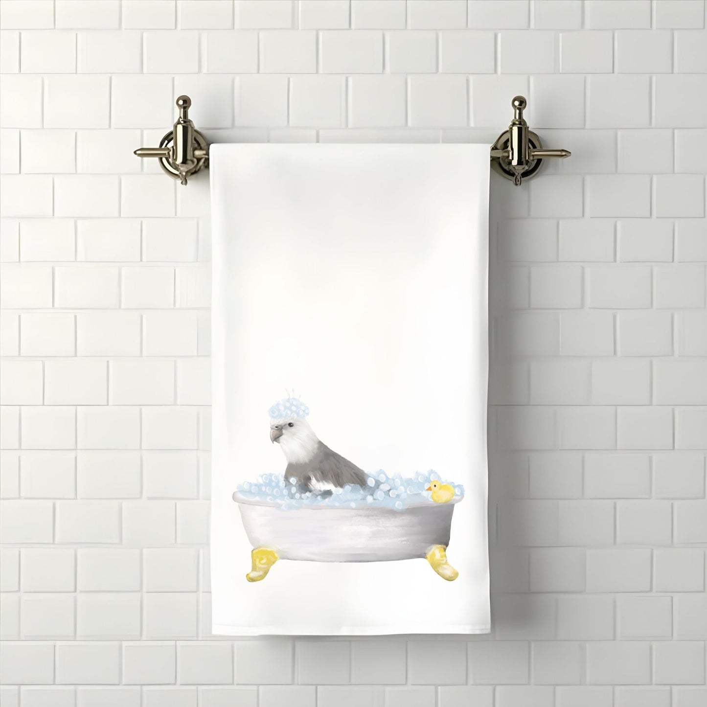 Cockatiel Bath Time Towel - MerikaArt