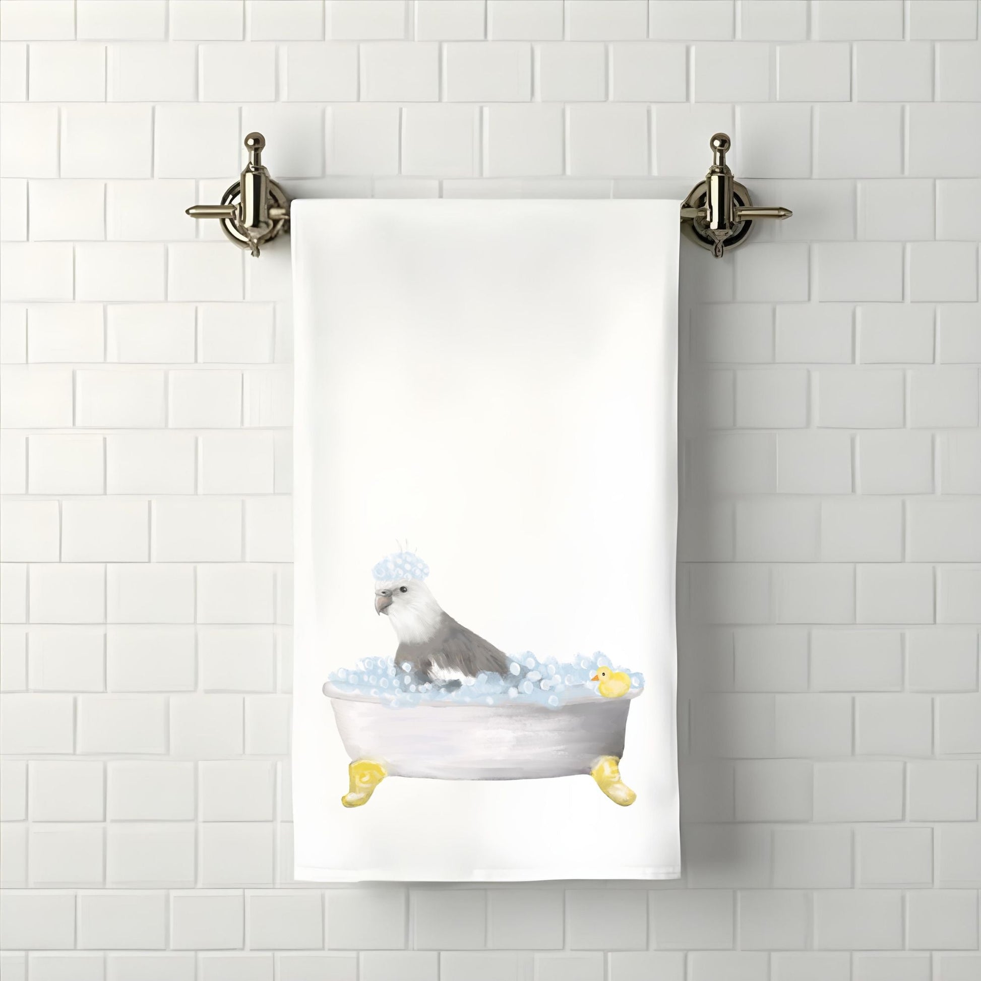 Cockatiel Bath Time Towel - MerikaArt