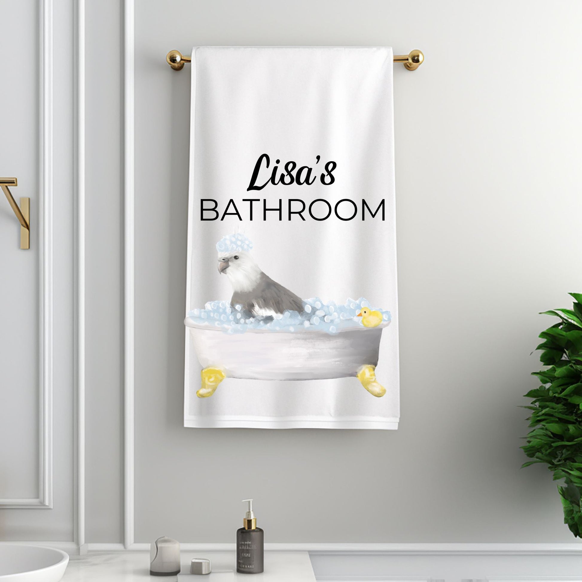 Cockatiel Bath Time Towel - MerikaArt