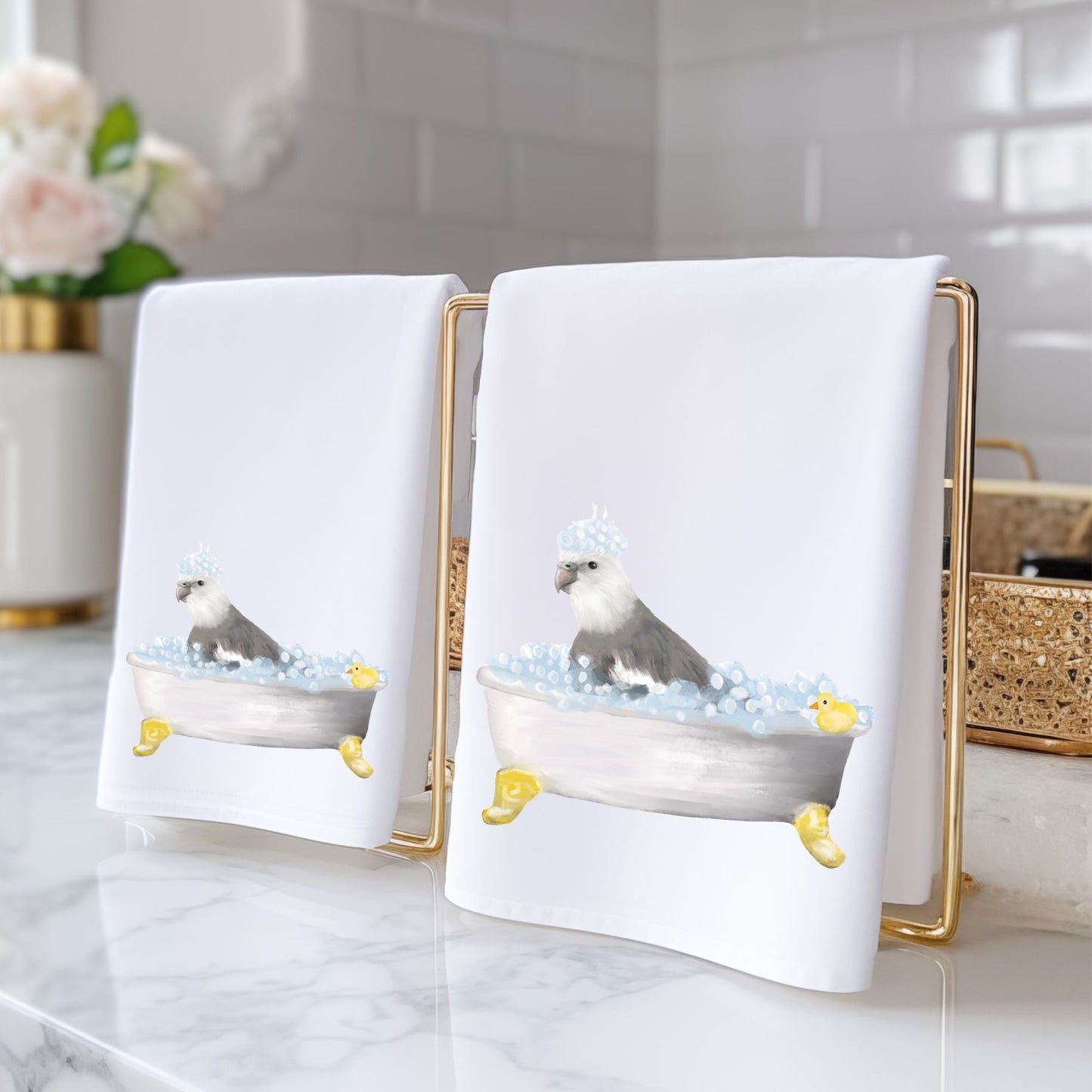 Cockatiel Bath Time Towel - MerikaArt
