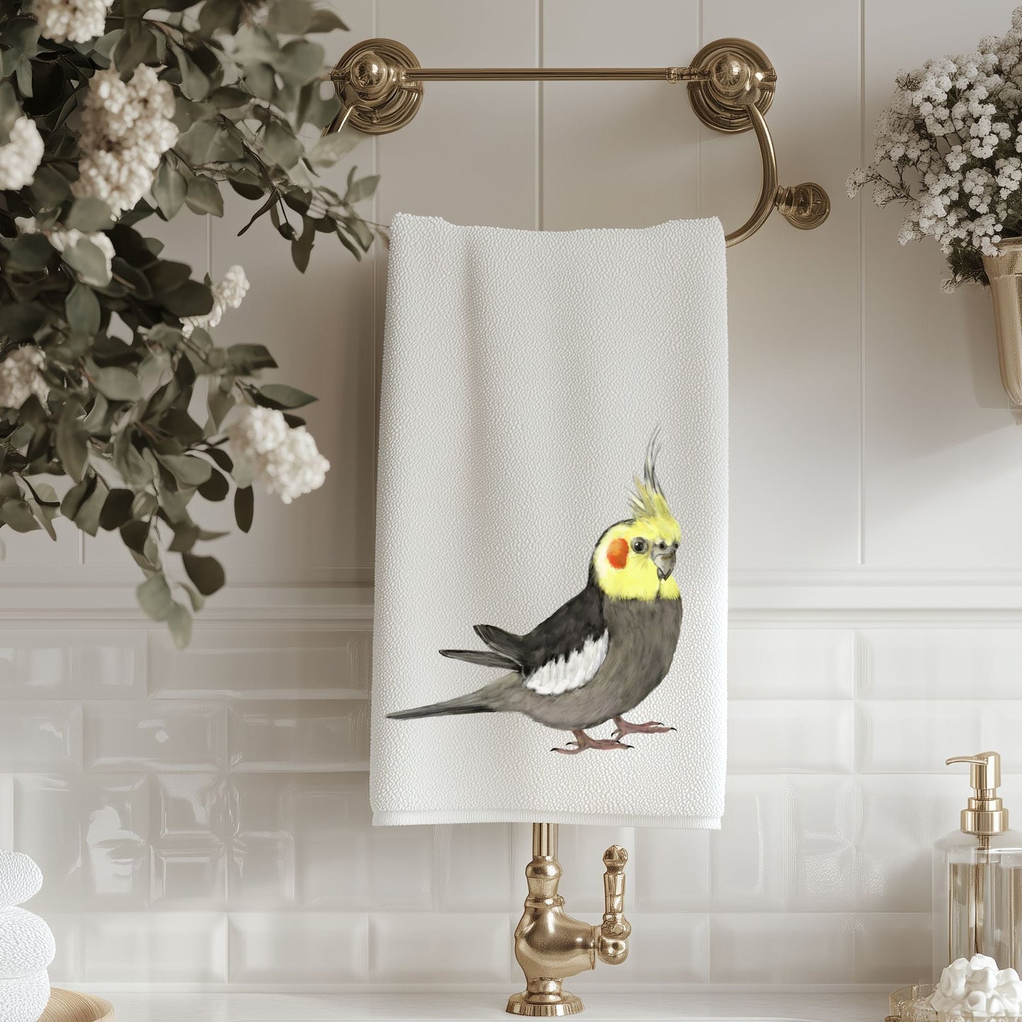 Cockatiel Bathroom Towel - MerikaArt