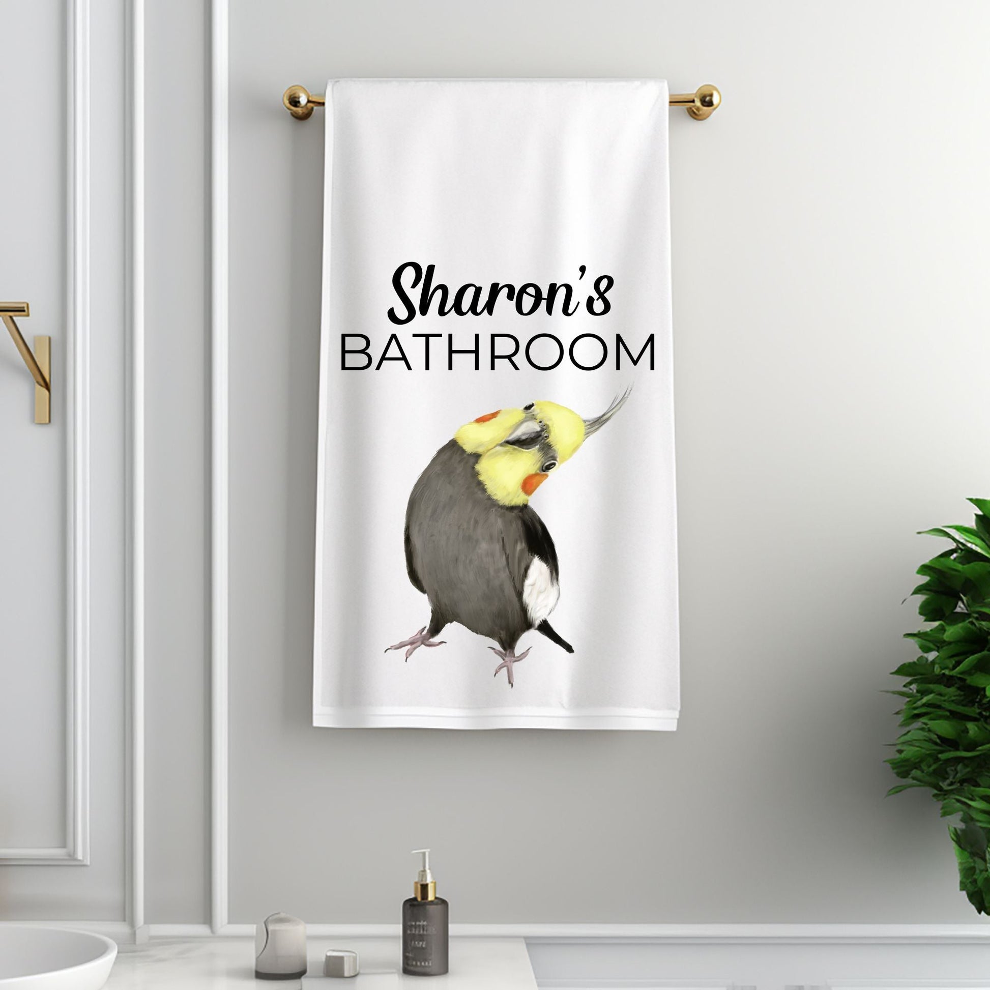Cockatiel Bathroom Towel - MerikaArt