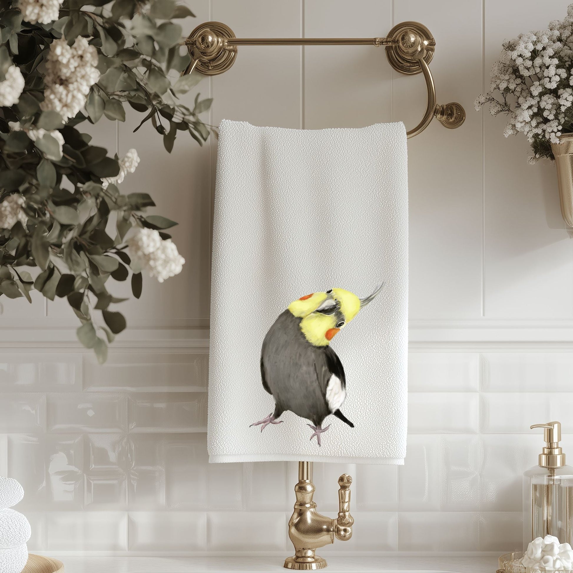 Cockatiel Bathroom Towel - MerikaArt