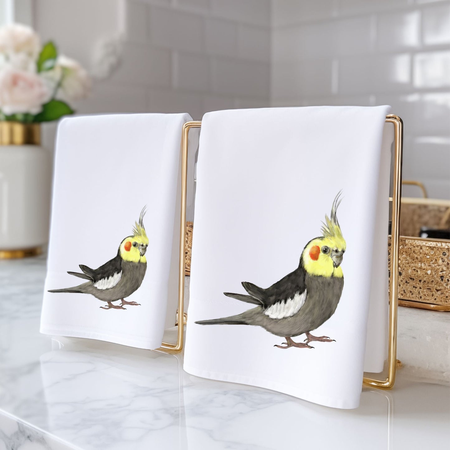 Cockatiel Bathroom Towel - MerikaArt
