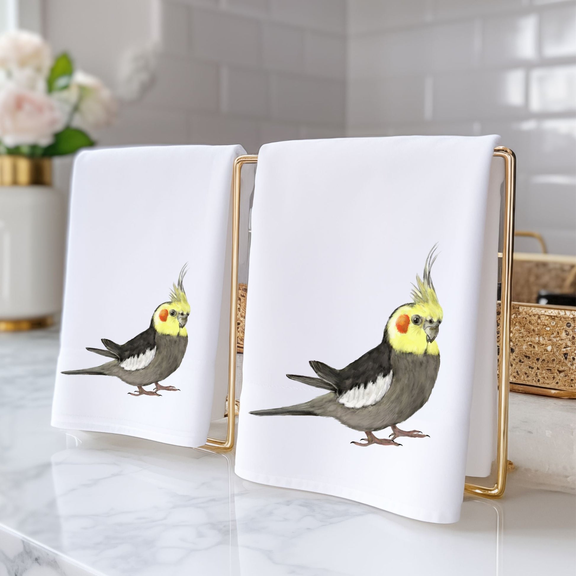 Cockatiel Bathroom Towel - MerikaArt