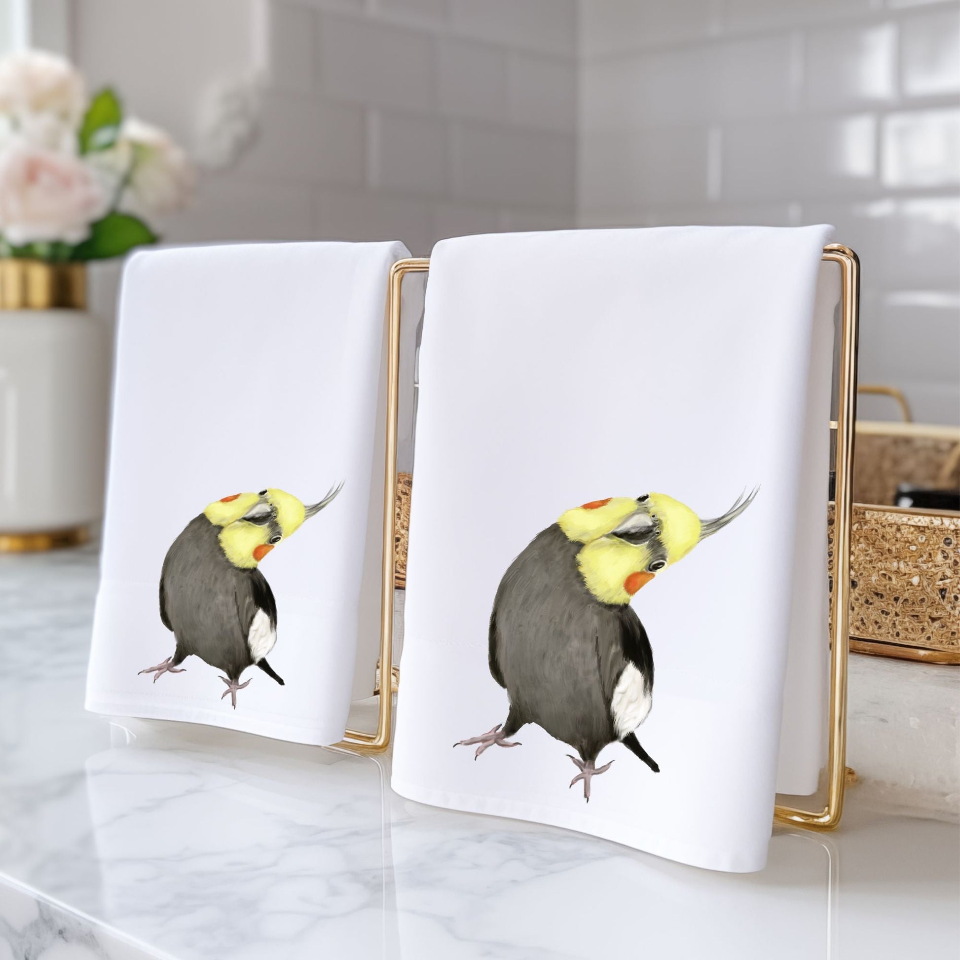 Cockatiel Bathroom Towel - MerikaArt