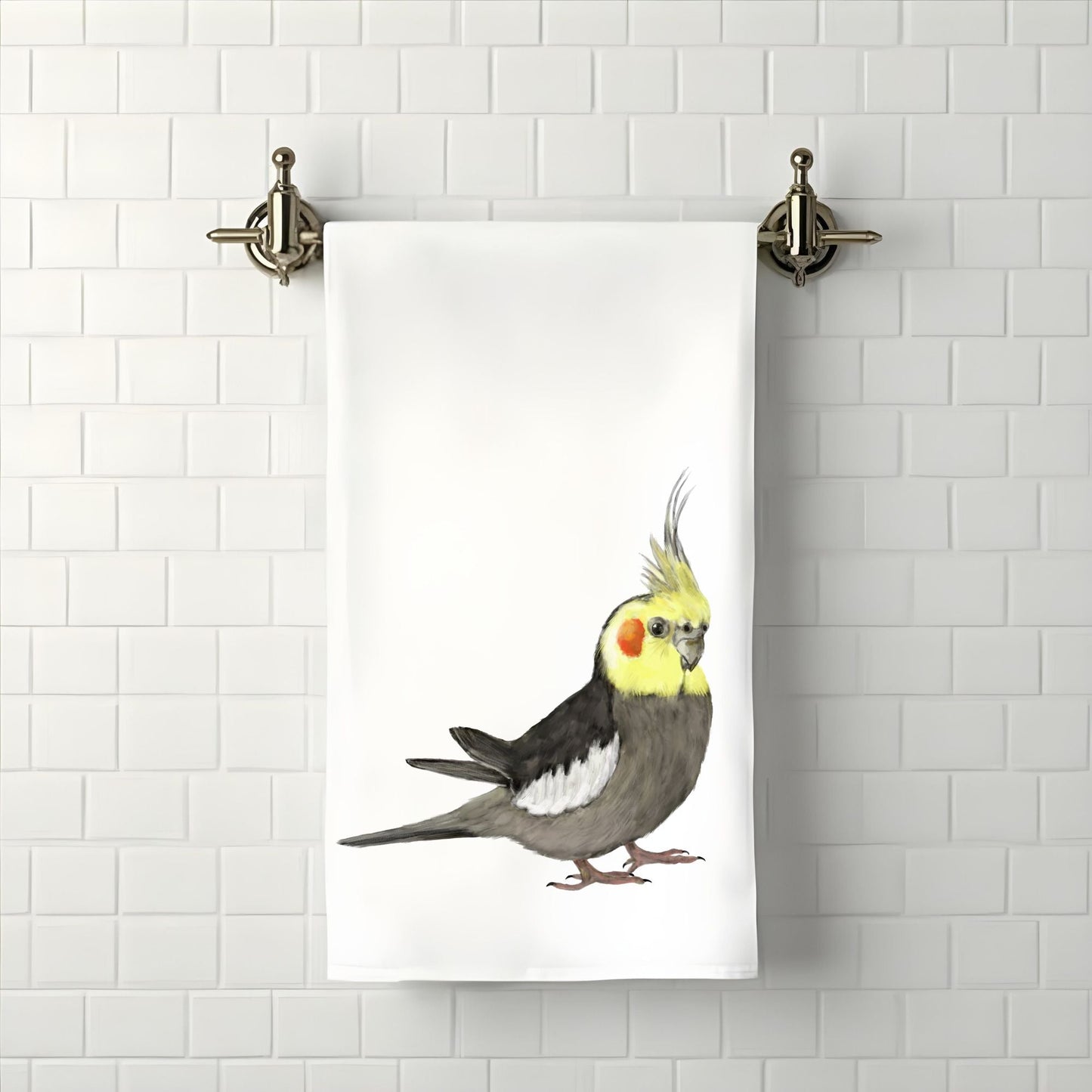 Cockatiel Bathroom Towel - MerikaArt