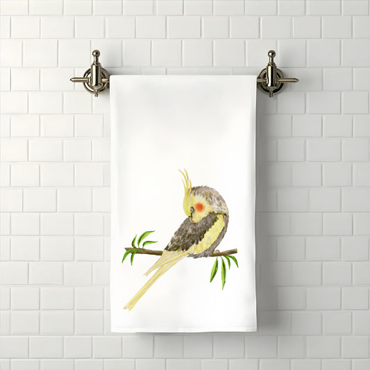 Cockatiel Bathroom Towel - MerikaArt