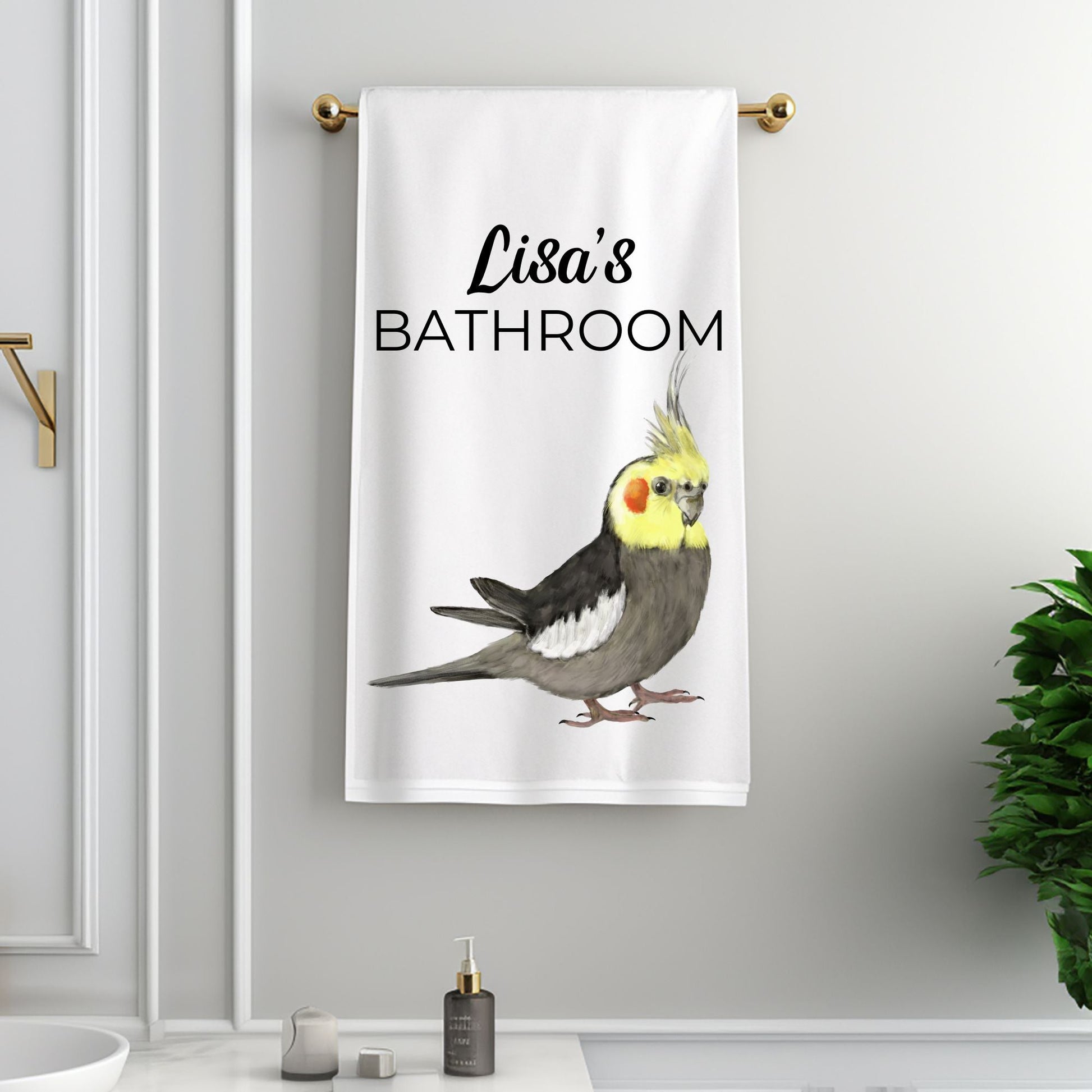 Cockatiel Bathroom Towel - MerikaArt