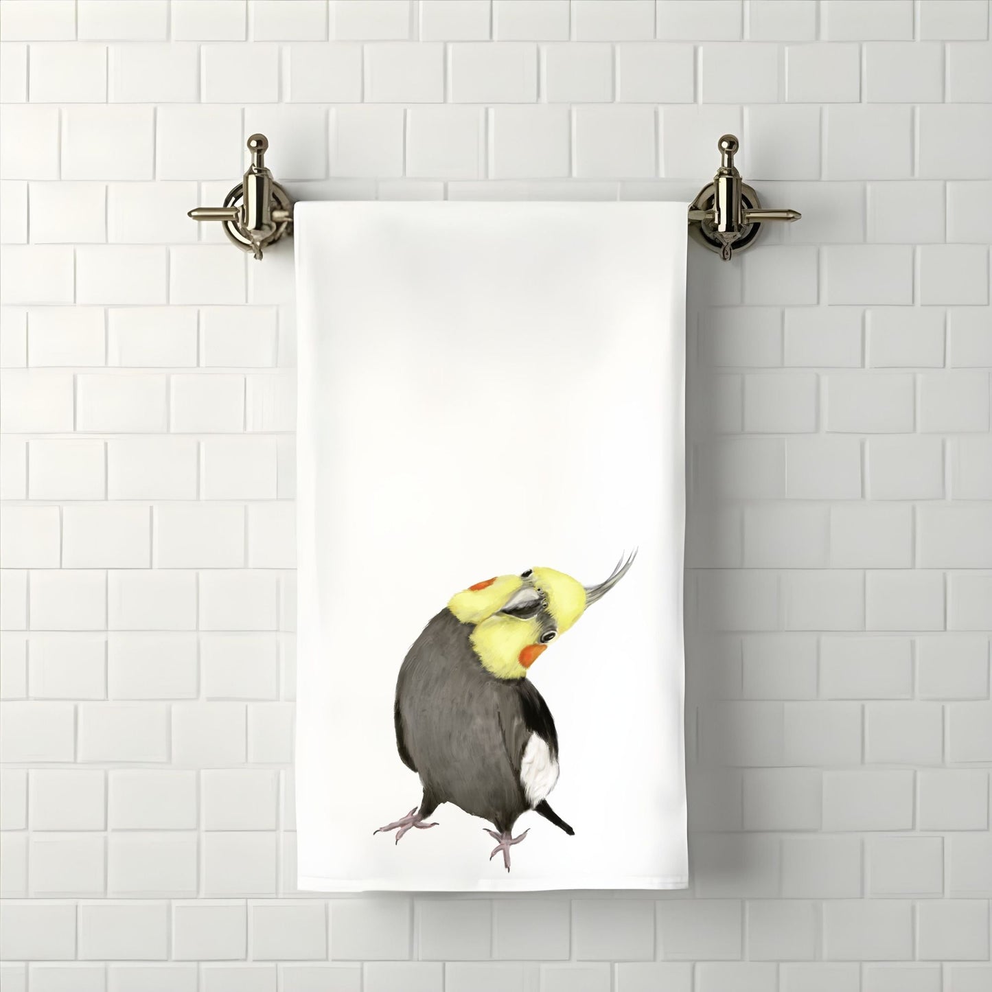 Cockatiel Bathroom Towel - MerikaArt