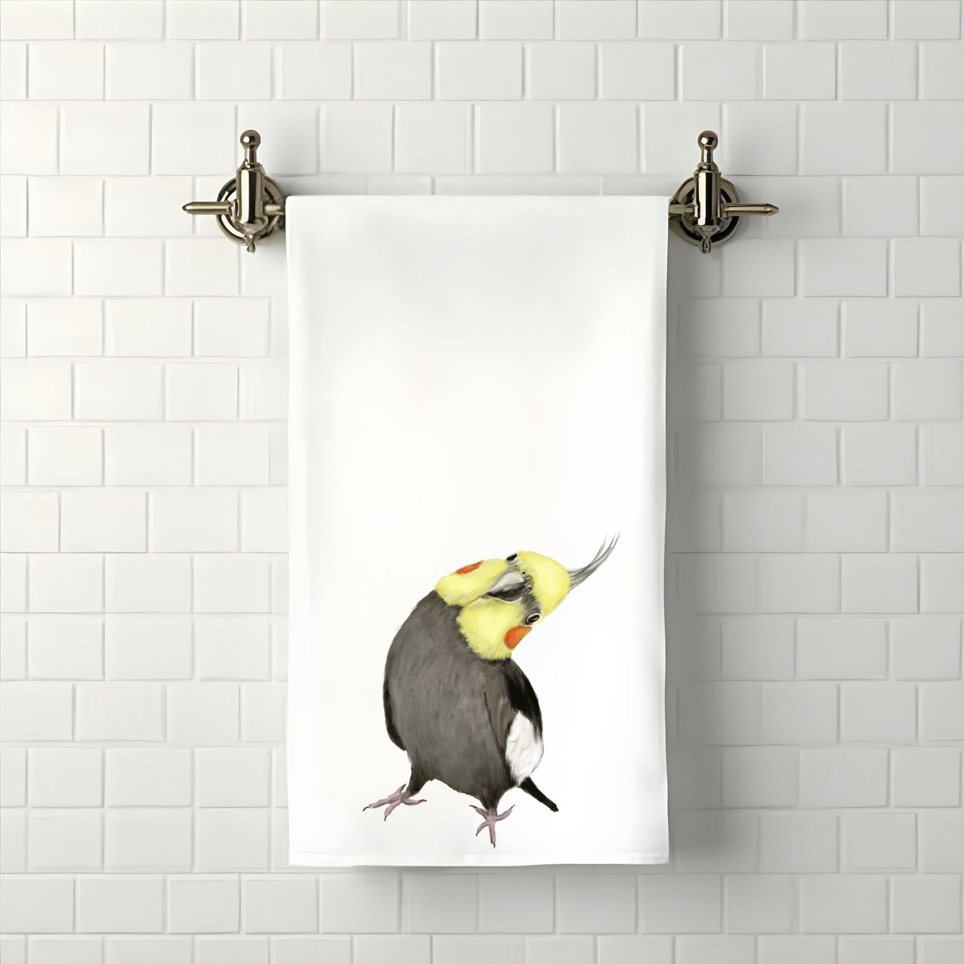 Cockatiel Bathroom Towel - MerikaArt