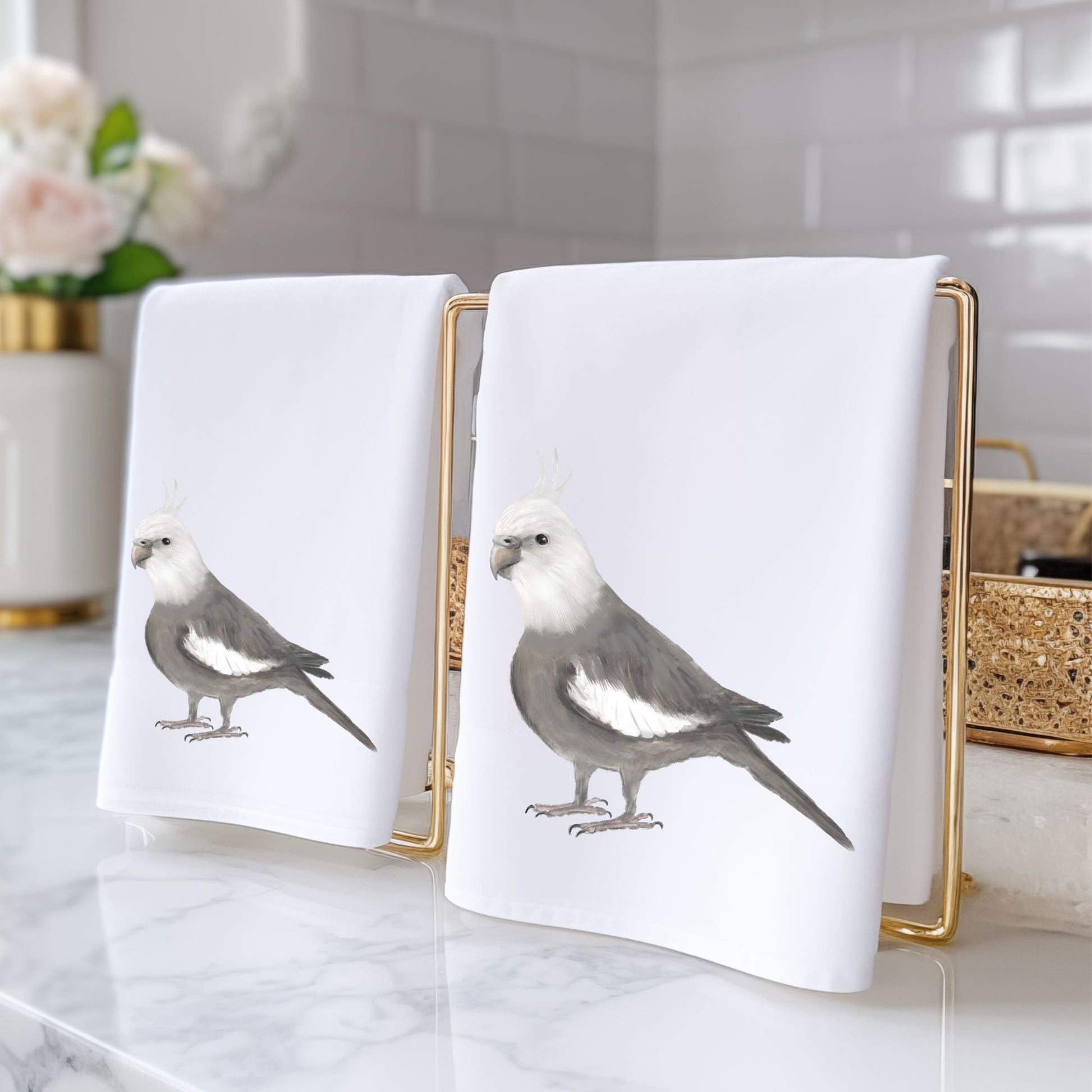 Cockatiel Bird Bathroom Towel - MerikaArt
