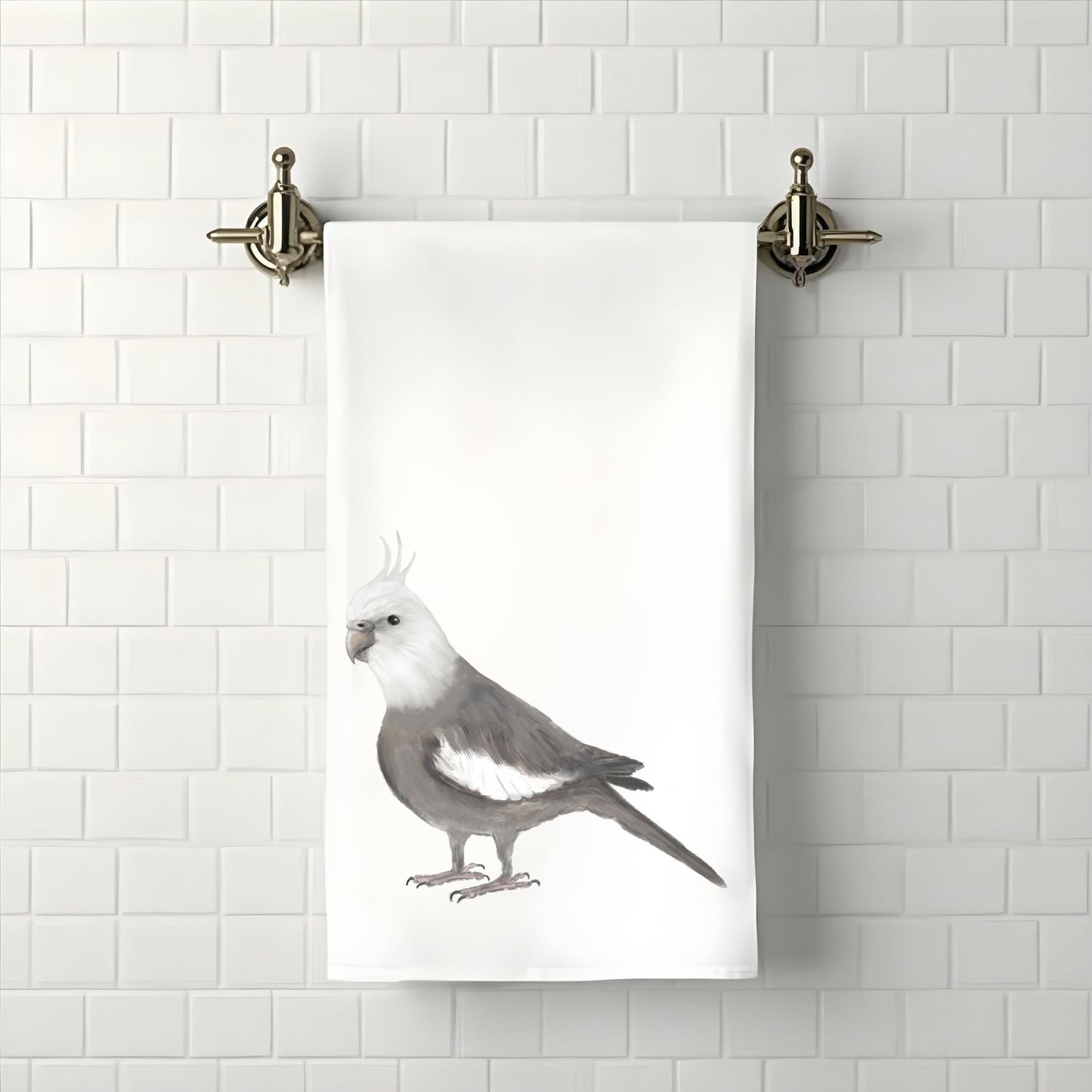 Cockatiel Bird Bathroom Towel - MerikaArt