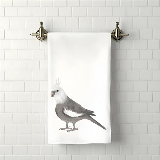 Cockatiel Bird Bathroom Towel - MerikaArt