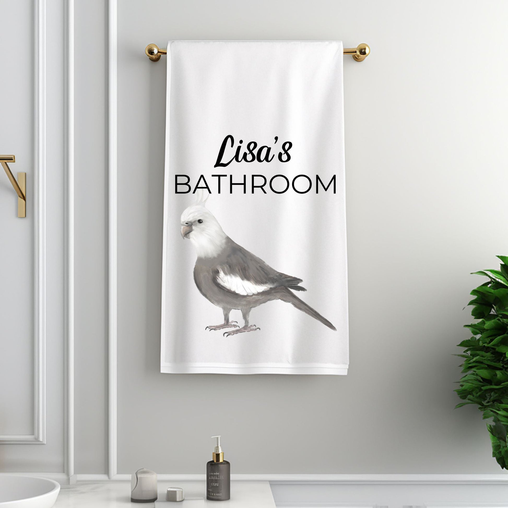 Cockatiel Bird Bathroom Towel - MerikaArt