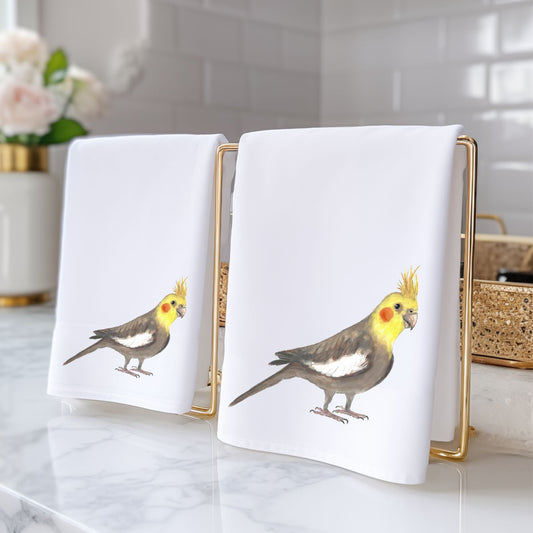 Cockatiel Bird Bathroom Towel - MerikaArt