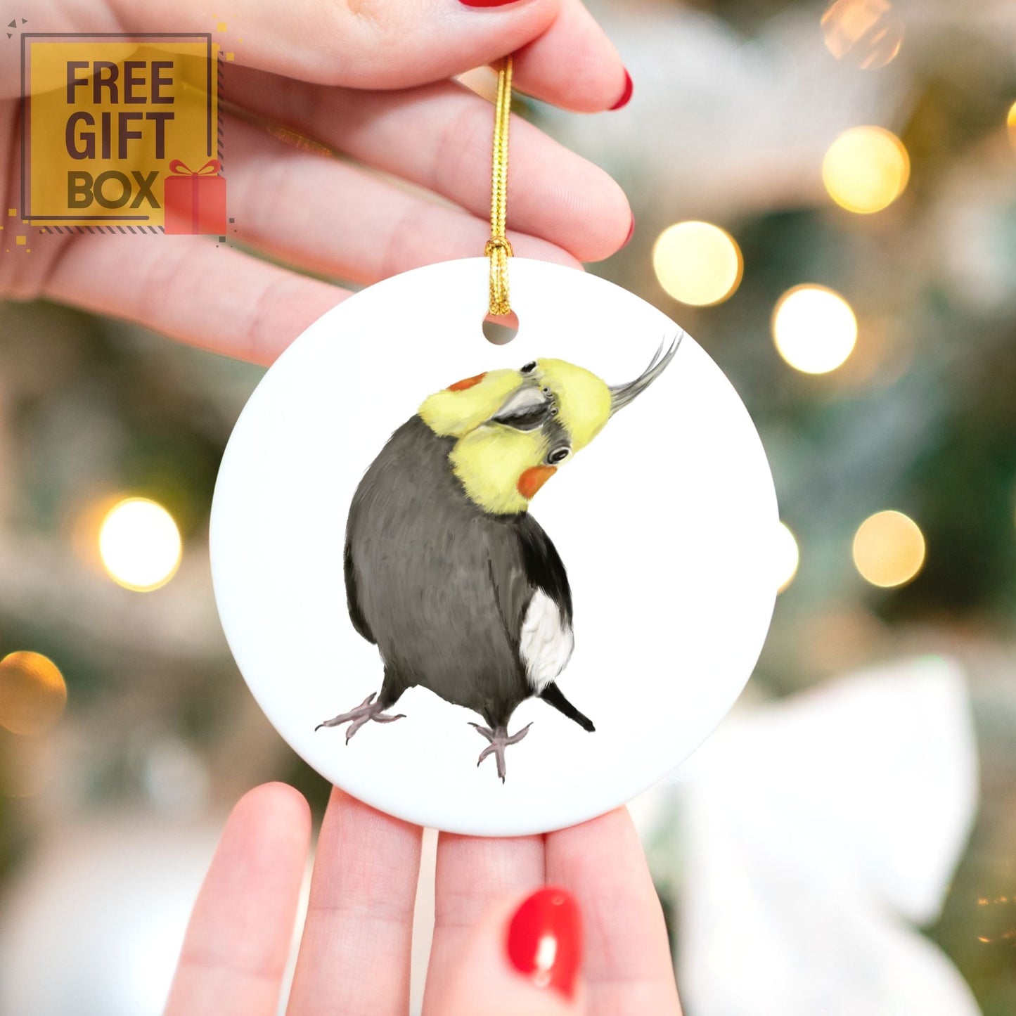 Cockatiel Ceramic Ornament - MerikaArt