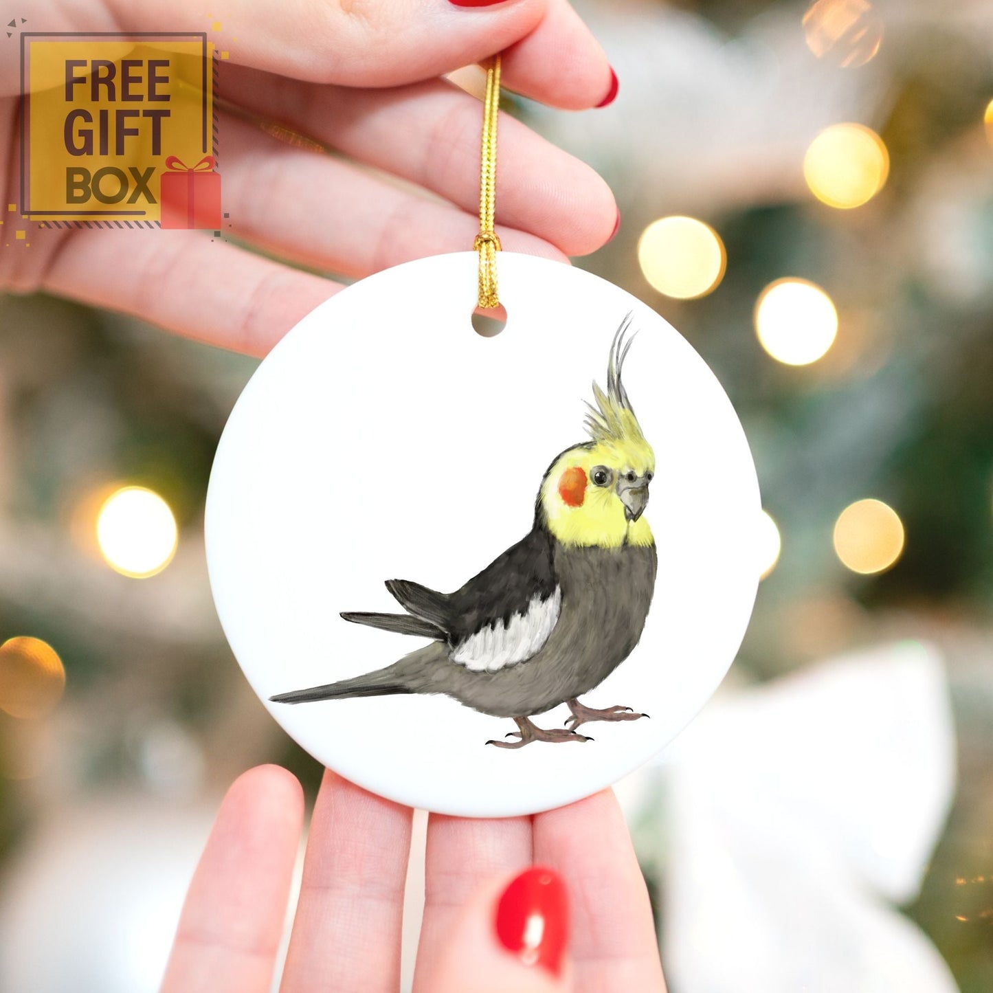 Cockatiel Ceramic Ornament - MerikaArt