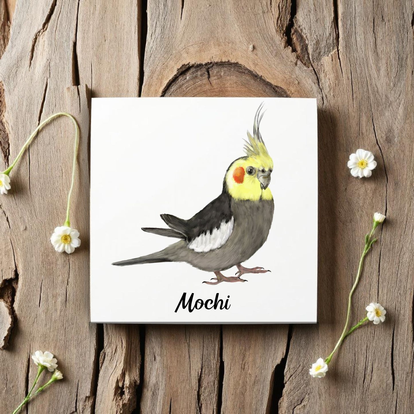 Cockatiel Ceramic Tile – Handcrafted Bird Lover Decor - MerikaArt