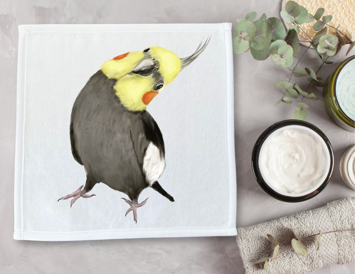 Cockatiel Charm Washcloth - MerikaArt