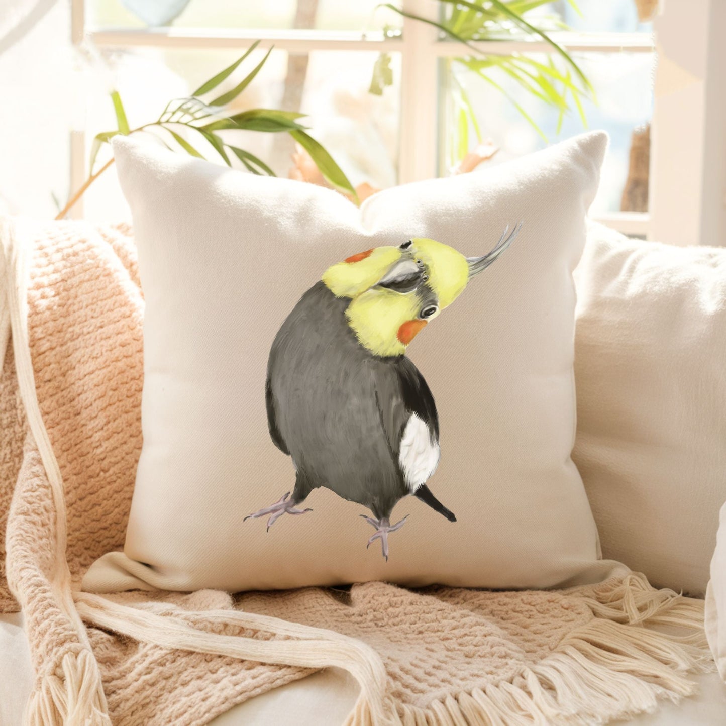 Cockatiel Head Tilt Pillow - MerikaArt