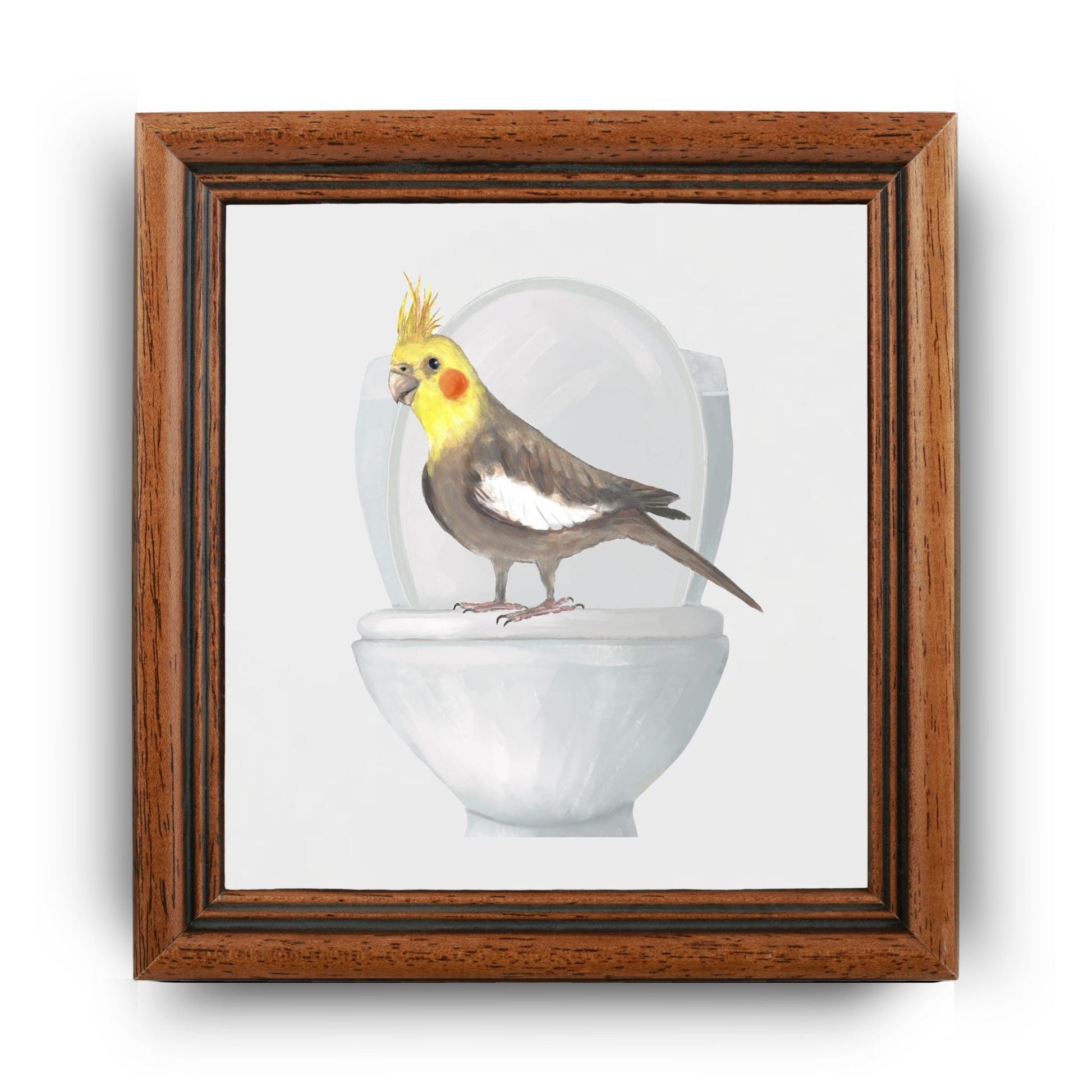 Cockatiel on Toilet Ceramic Tile – Handcrafted Bird Lover Decor - MerikaArt
