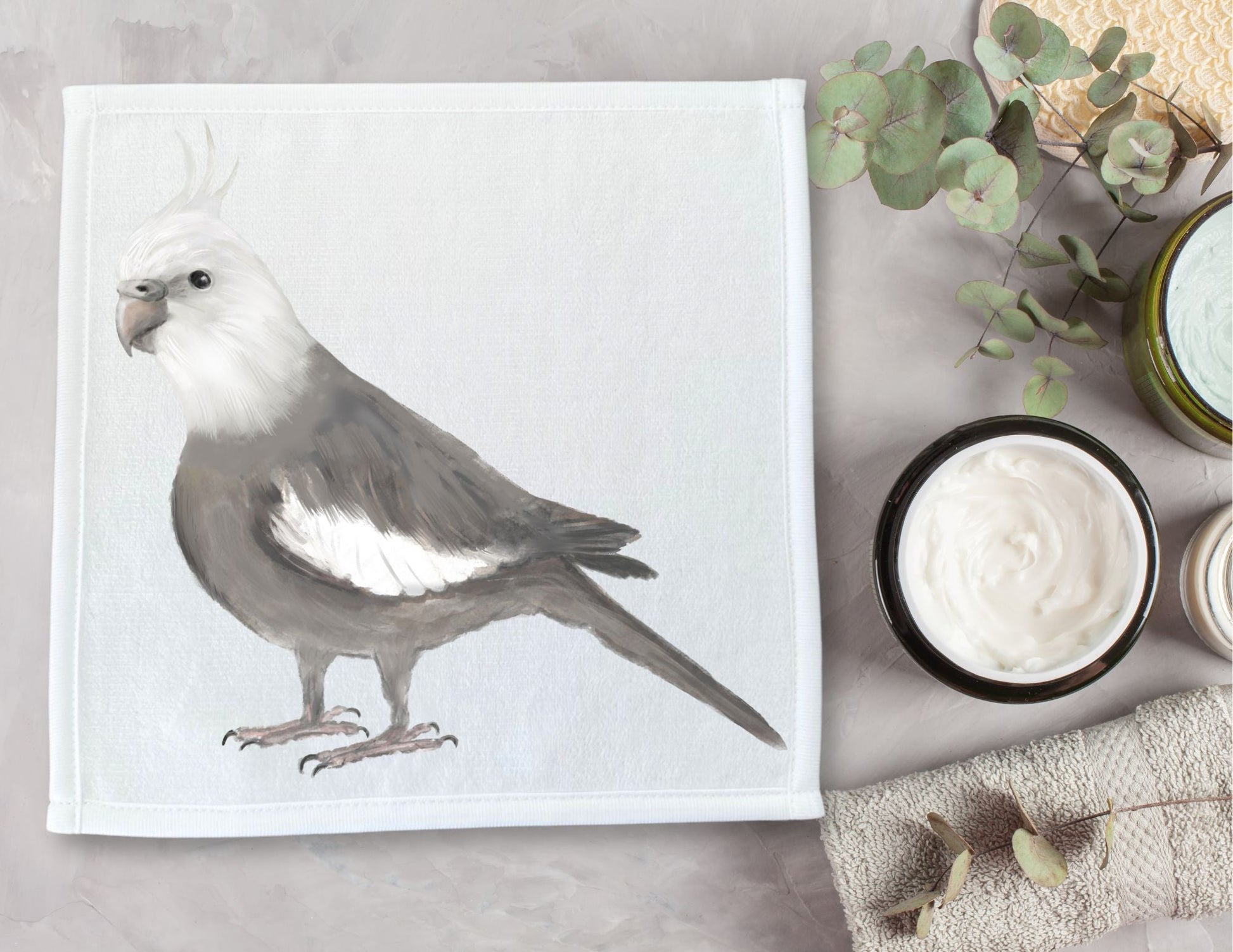 Cockatiel Washcloth - MerikaArt