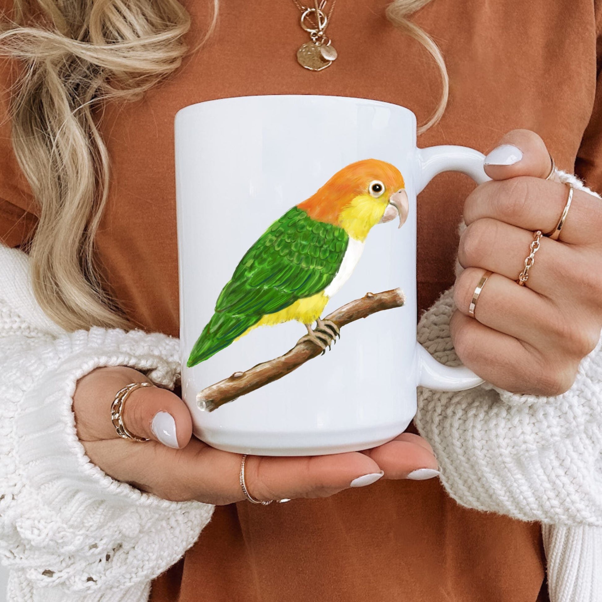 Colorful Caique Parrot Ceramic Coffee Mug - MerikaArt