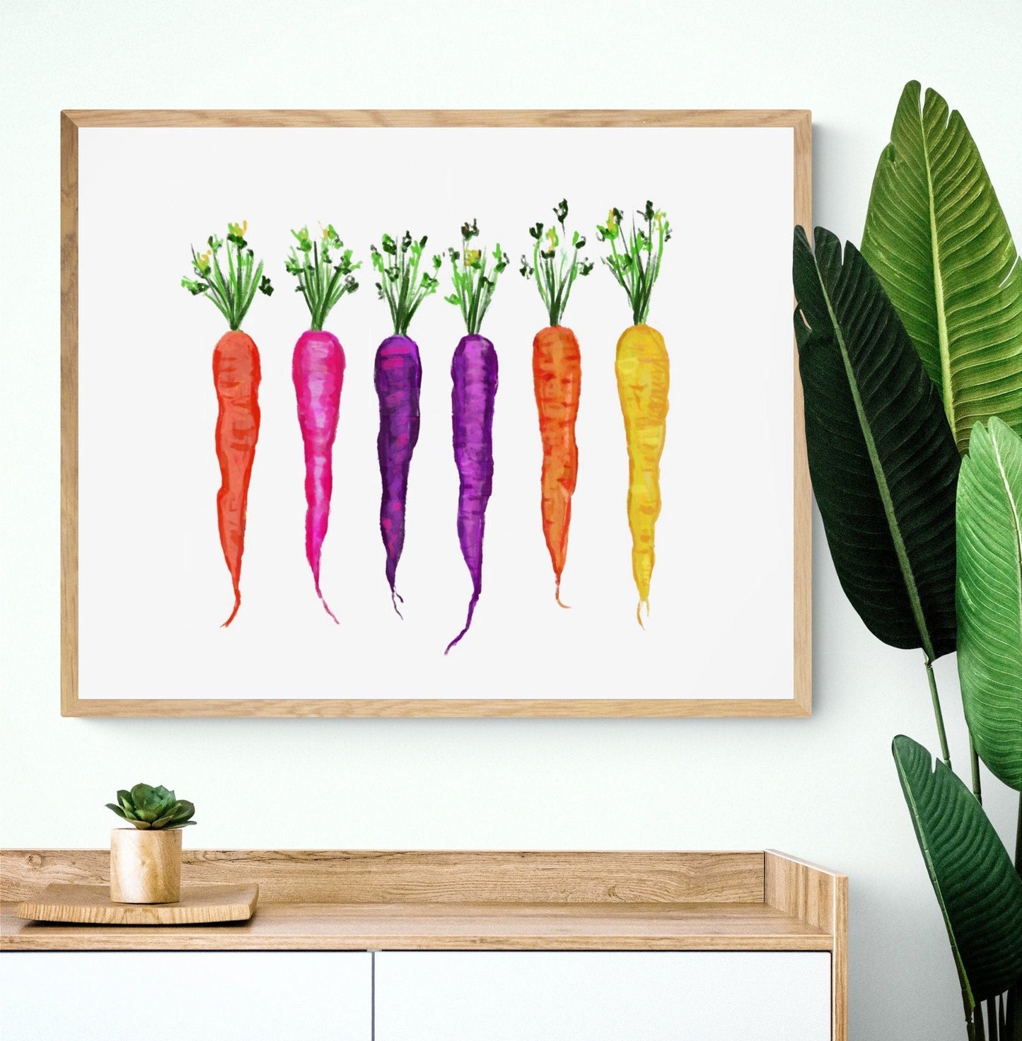 Colorful Carrots Print, Carrot Painting, Vegetable Decor, Kitchen Wall Art, Carrot Bunch Illustration, Food Wall Art - MerikaArt