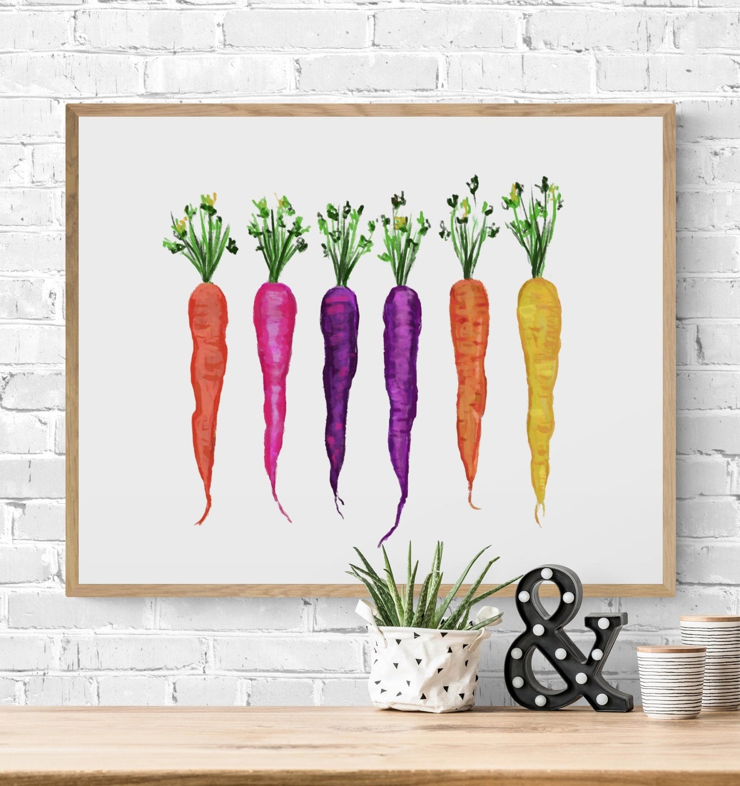 Colorful Carrots Print, Carrot Painting, Vegetable Decor, Kitchen Wall Art, Carrot Bunch Illustration, Food Wall Art - MerikaArt