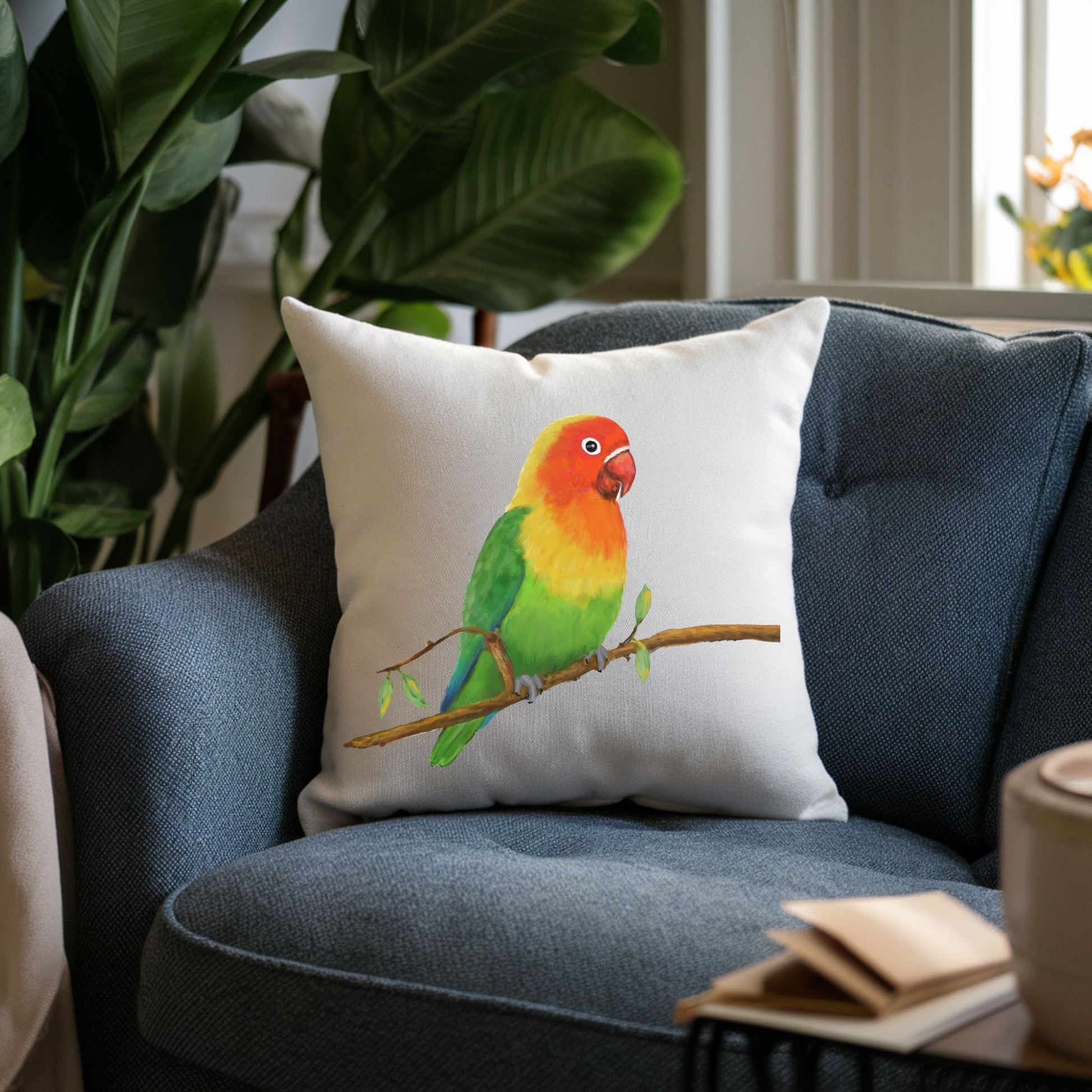 Colorful Lovebird Pillow - MerikaArt