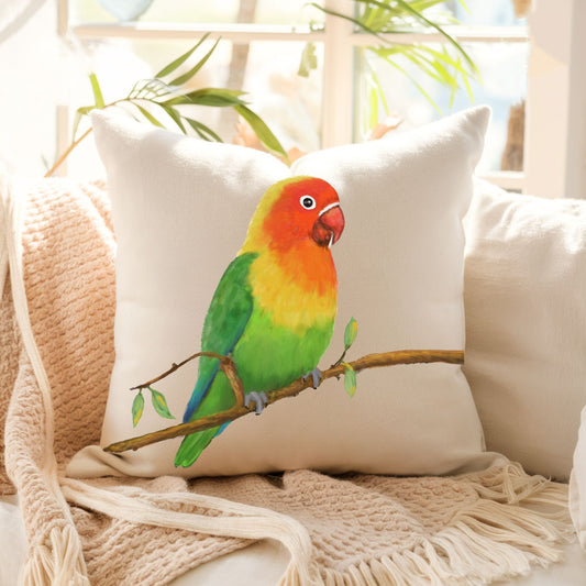 Colorful Lovebird Pillow - MerikaArt