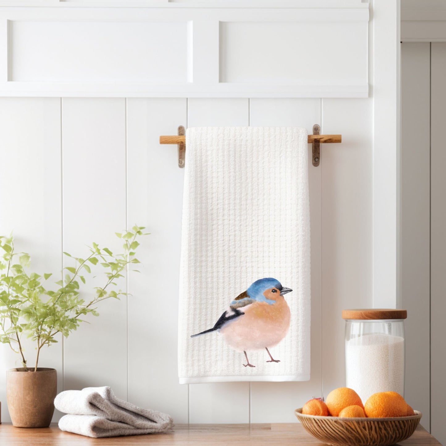 Common Chaffinch Kitchen Towel - MerikaArt