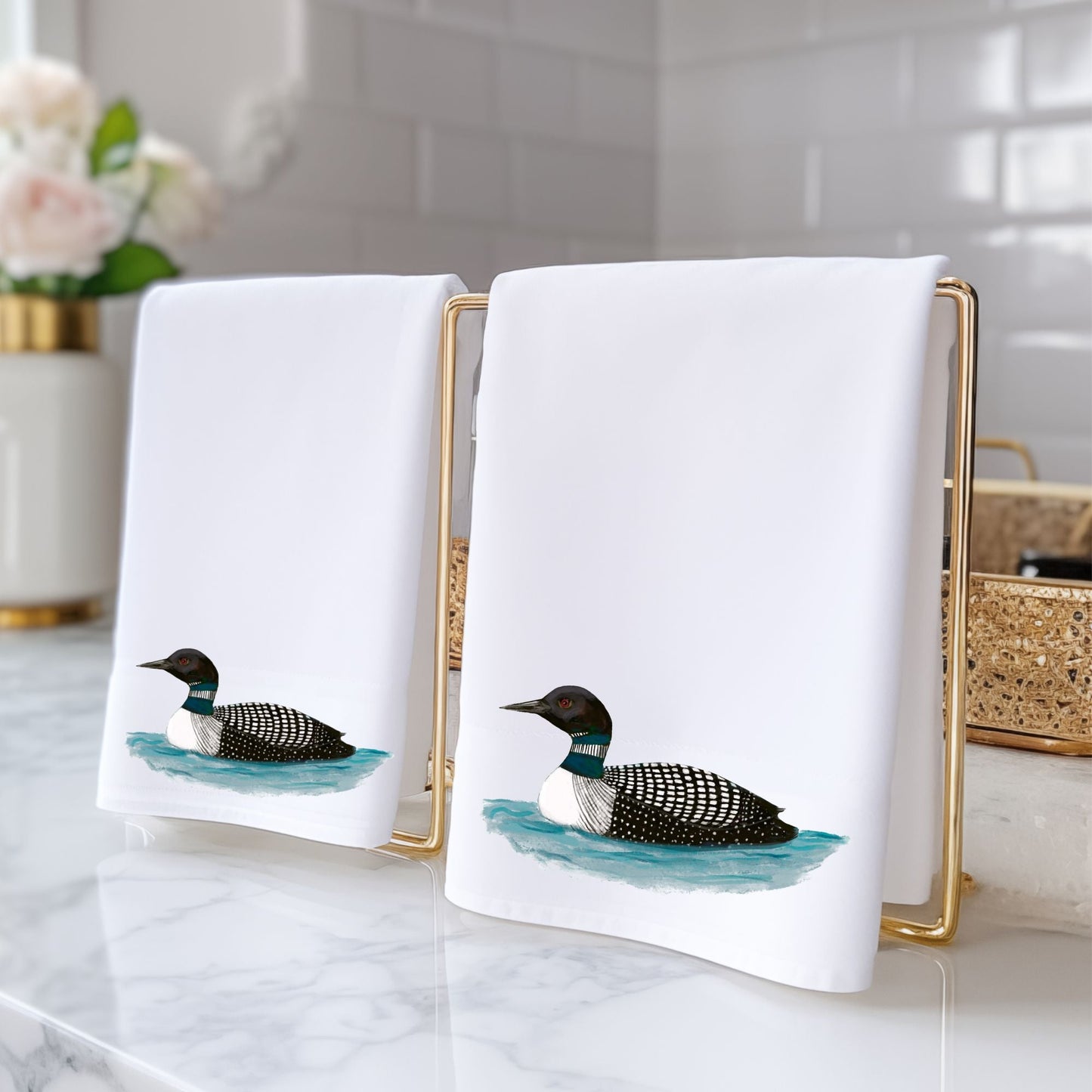 Common Loon Bathroom Towel - MerikaArt