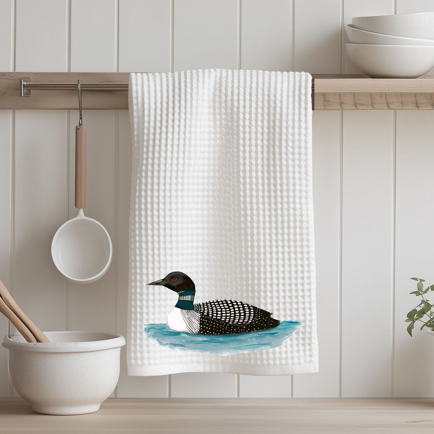 Common Loon Kitchen Towel - MerikaArt