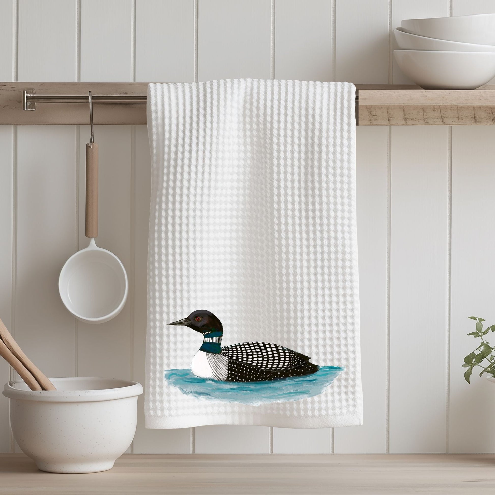 Common Loon Kitchen Towel - MerikaArt