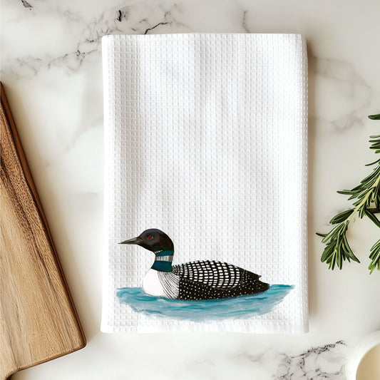 Common Loon Kitchen Towel - MerikaArt