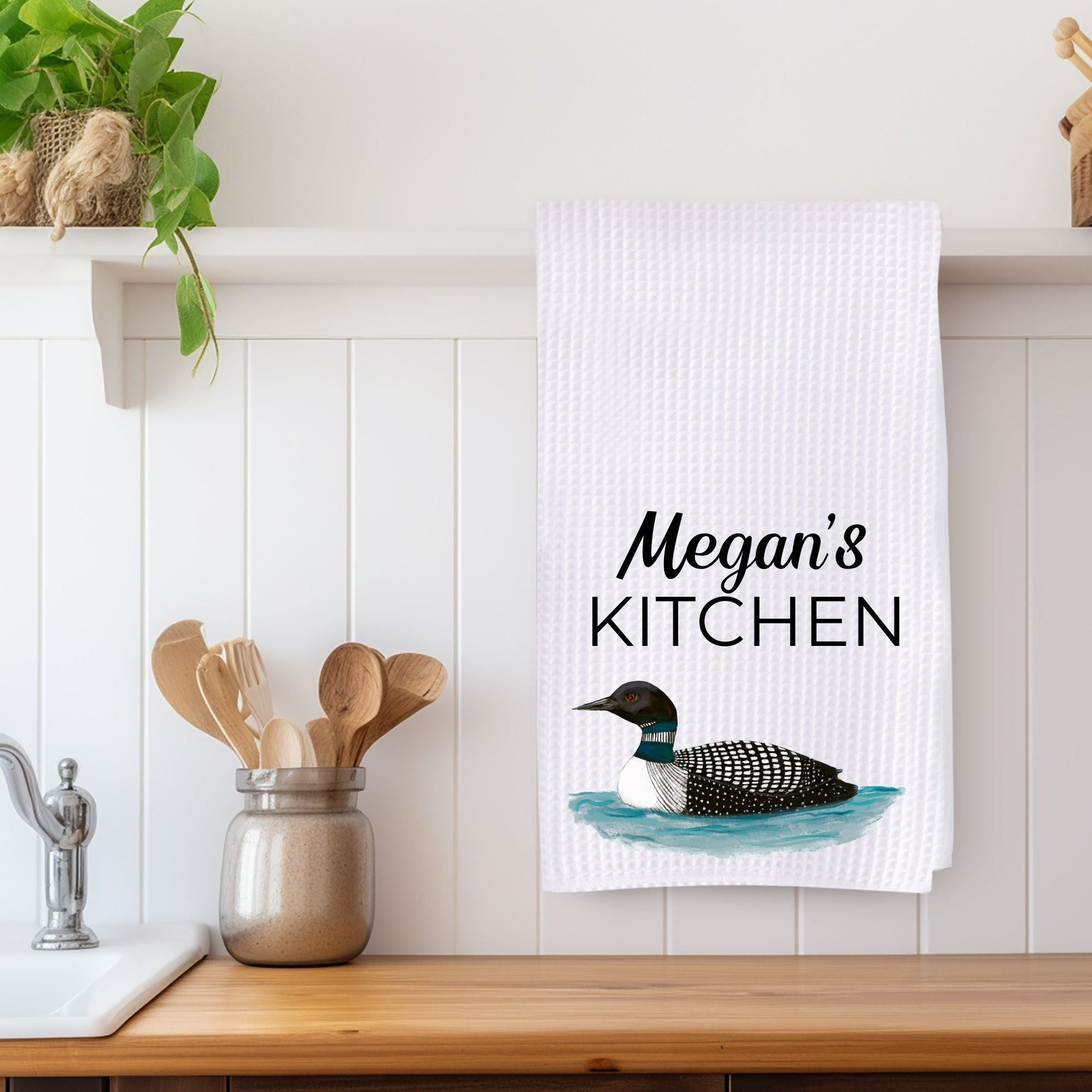 Common Loon Kitchen Towel - MerikaArt