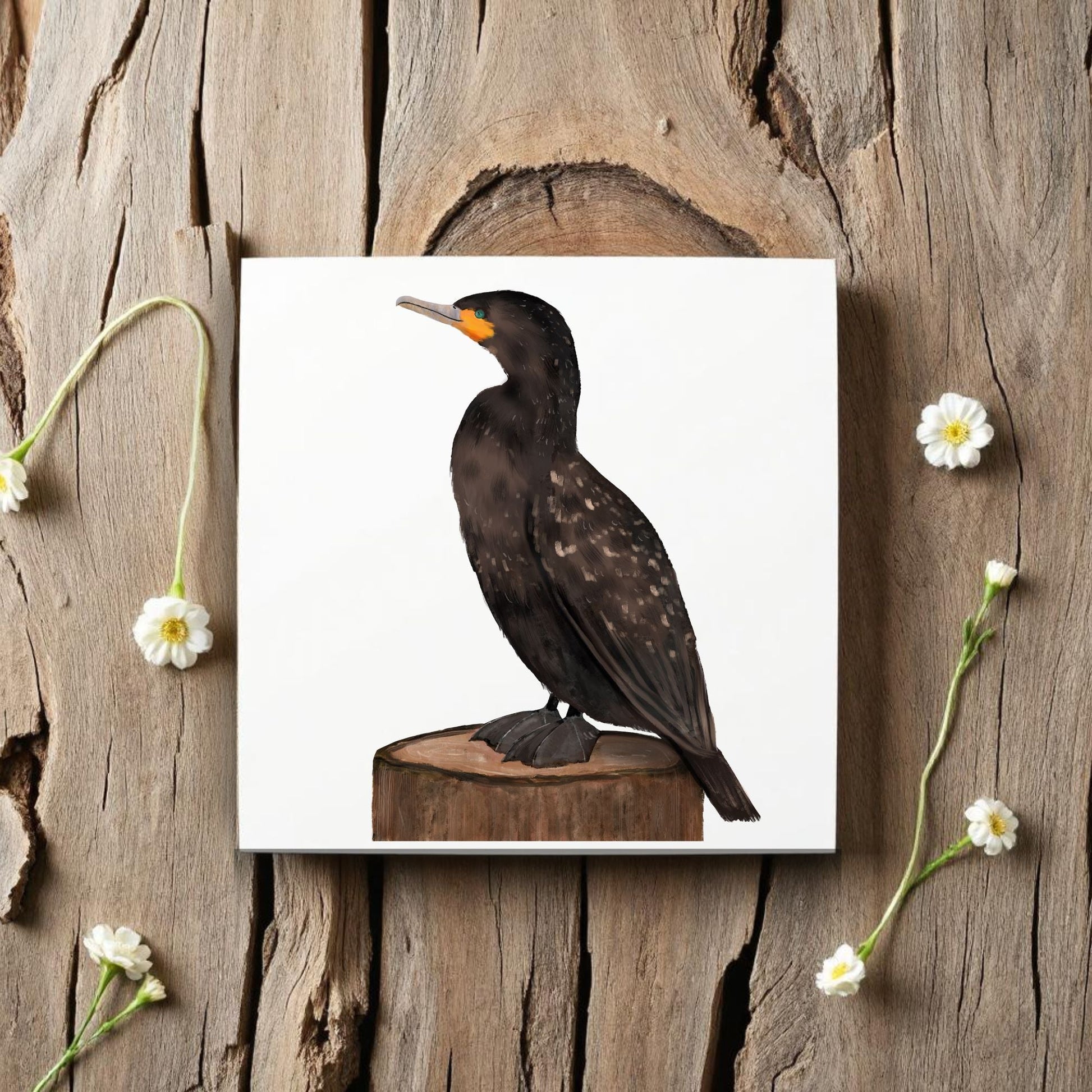 Cormorant Bird Ceramic Tile - MerikaArt