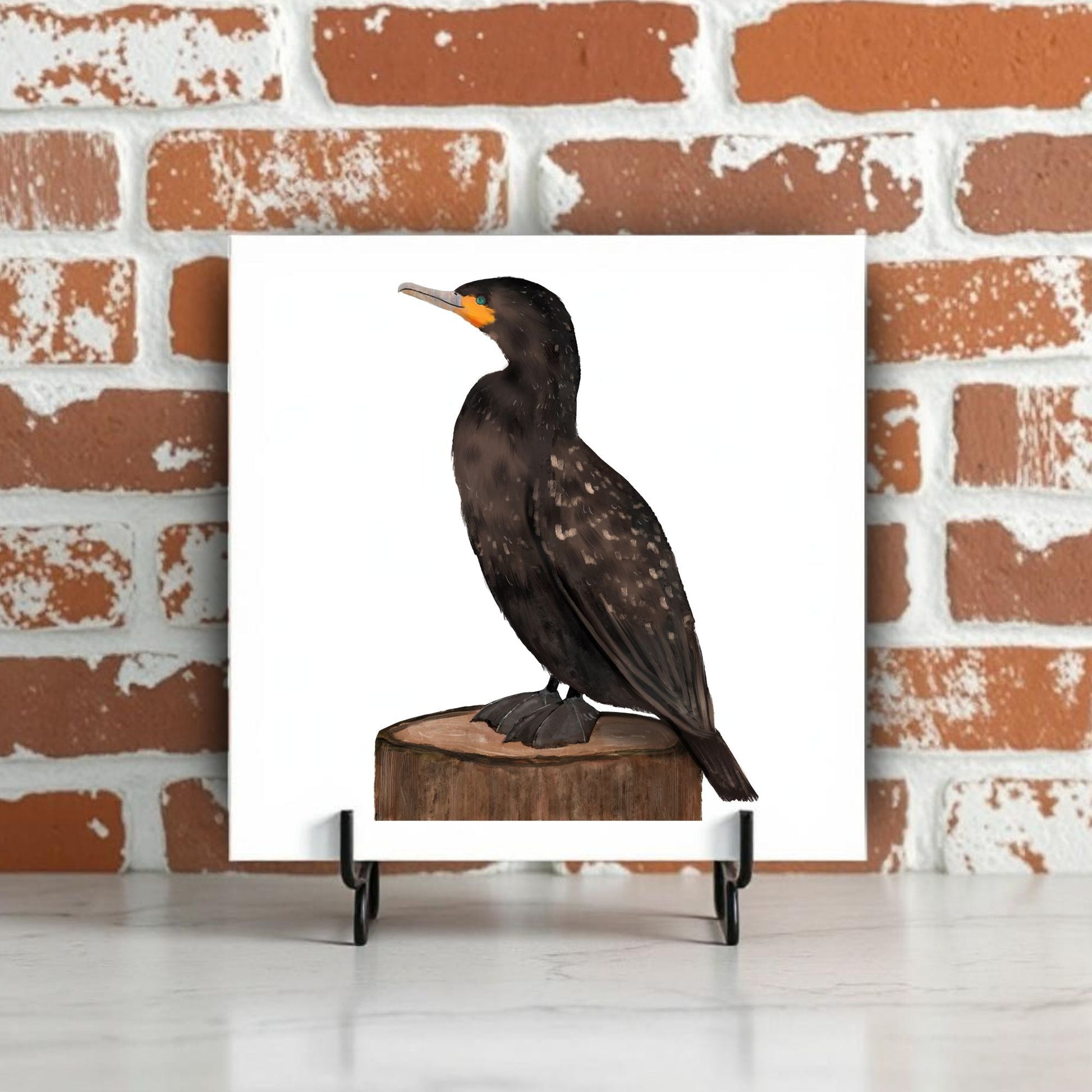 Cormorant Bird Ceramic Tile - MerikaArt