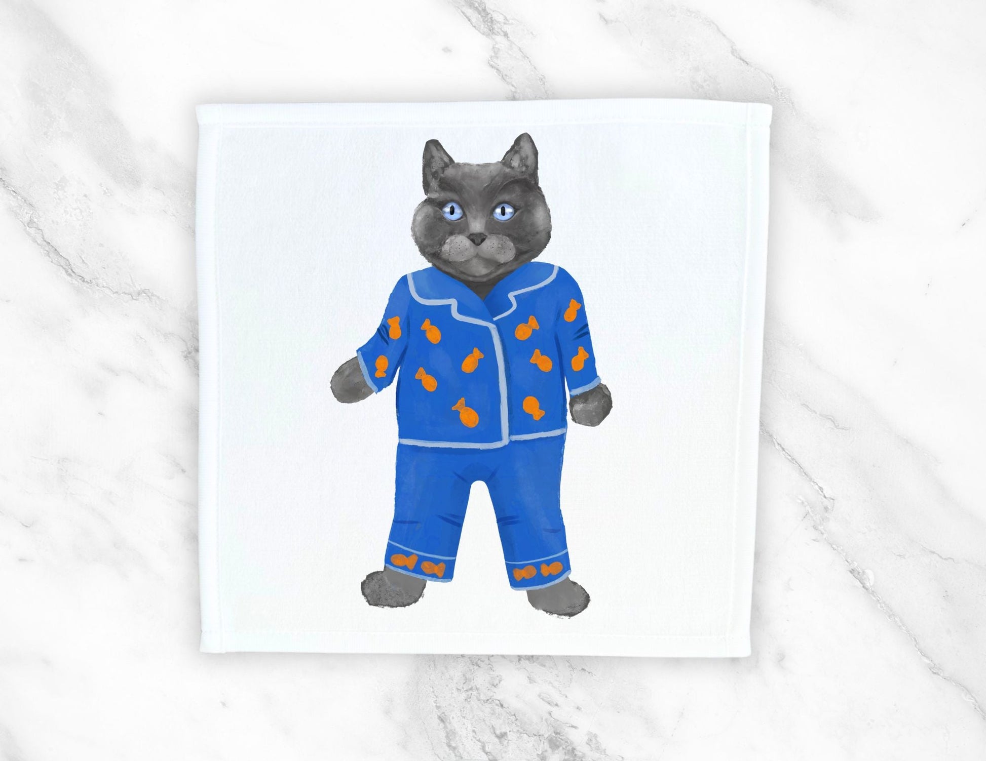 Cozy Pajama Cat Washcloth – A Fun Gift for Cat Enthusiasts - MerikaArt