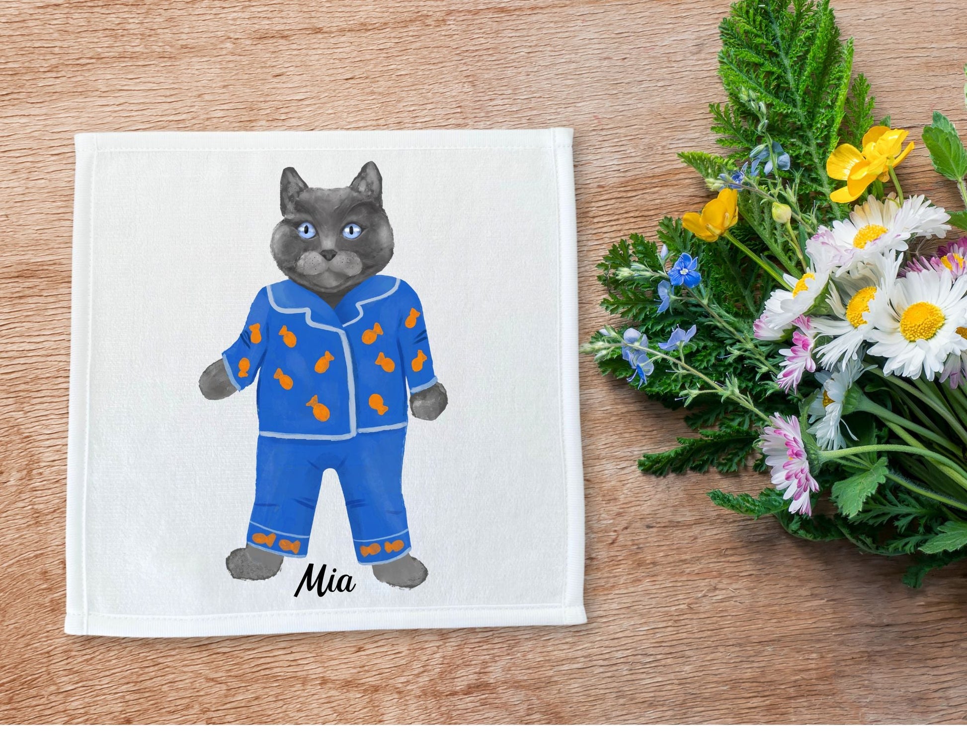Cozy Pajama Cat Washcloth – A Fun Gift for Cat Enthusiasts - MerikaArt