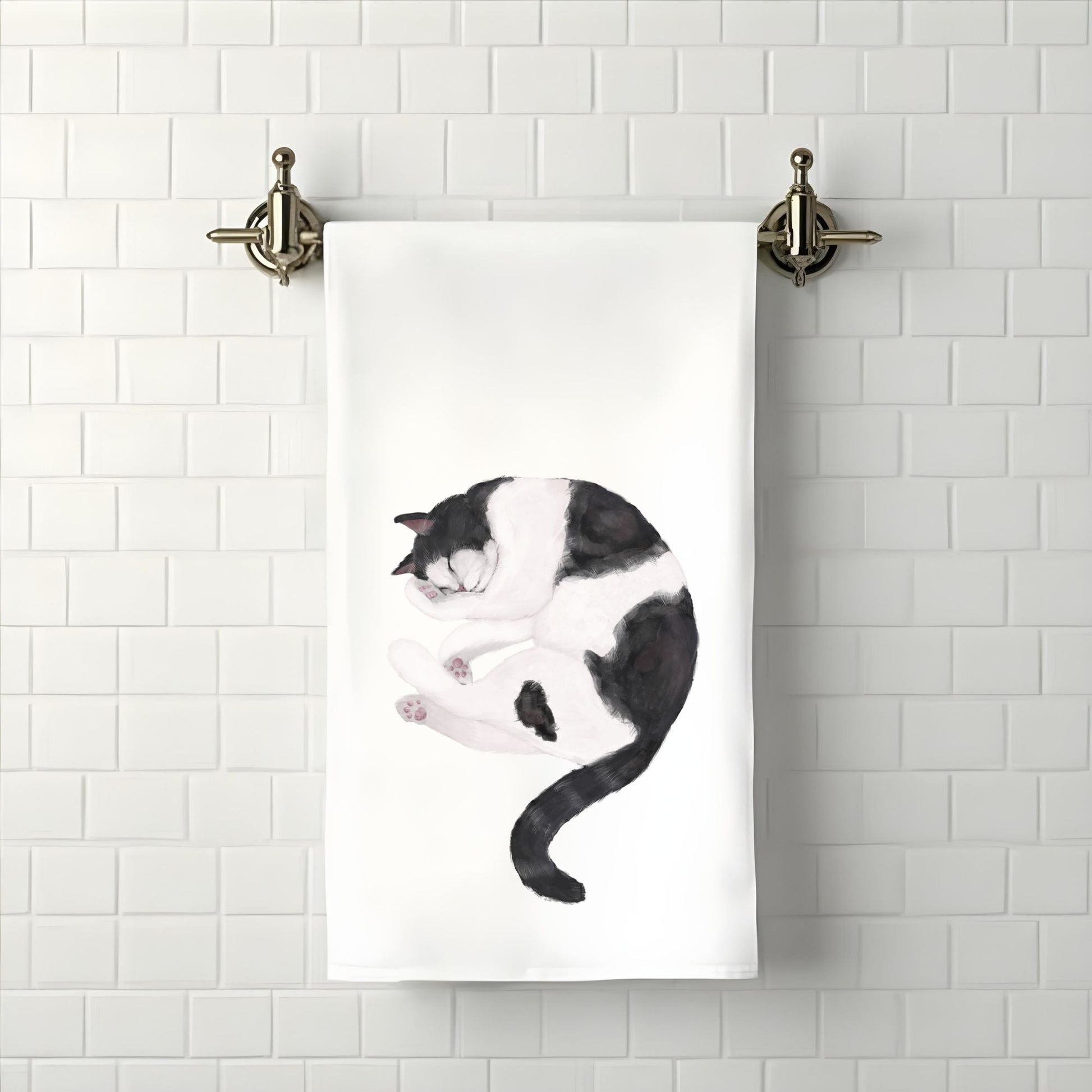 Cozy Sleeping Cat Bathroom Towel - MerikaArt